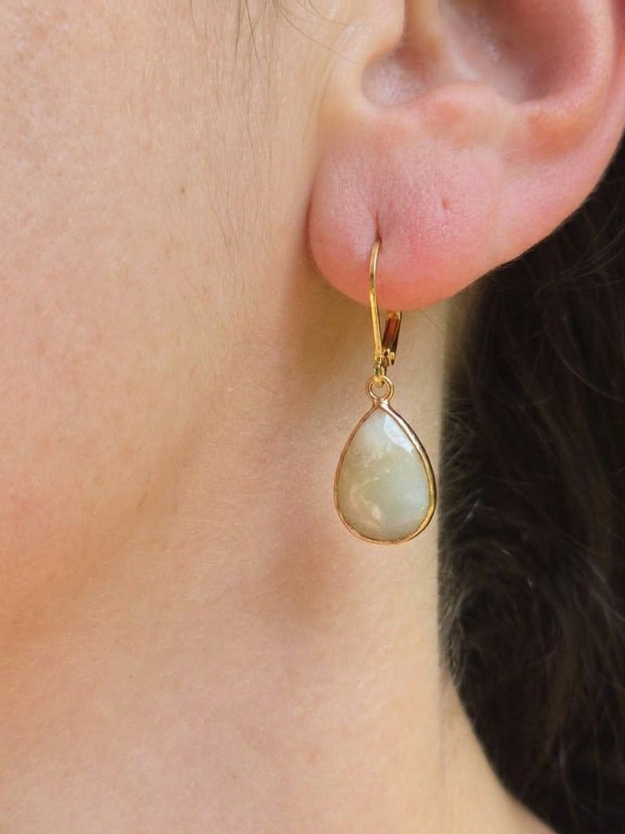 Gold Filled Amazonite Teardrop Earrings