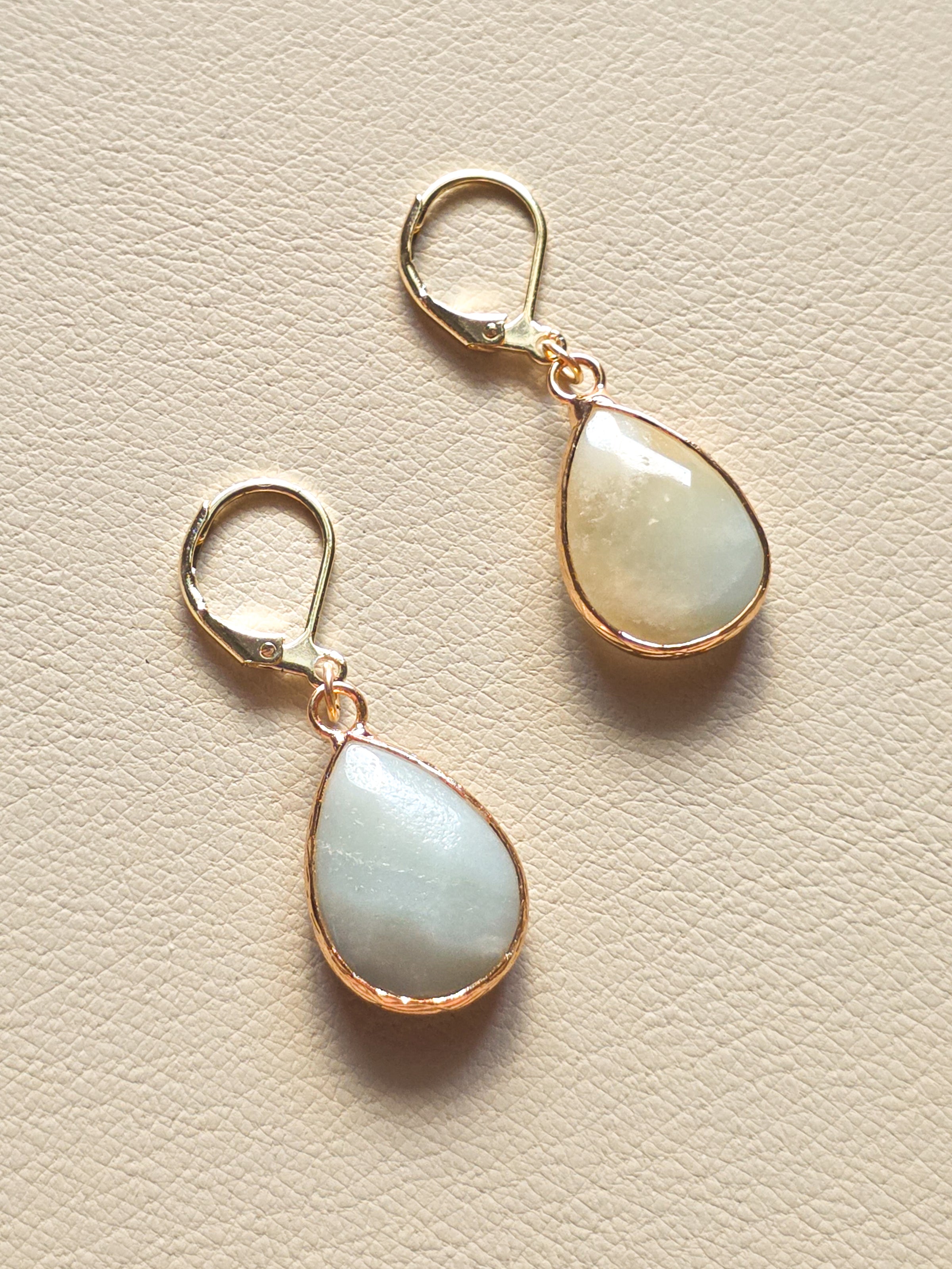 Gold Filled Amazonite Teardrop Earrings