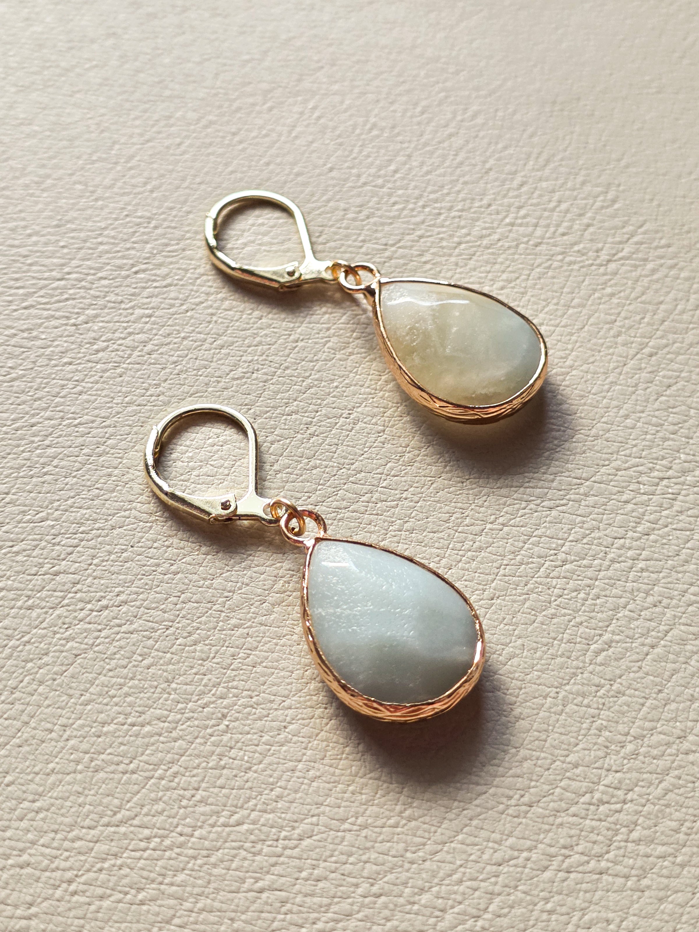 Gold Filled Amazonite Teardrop Earrings