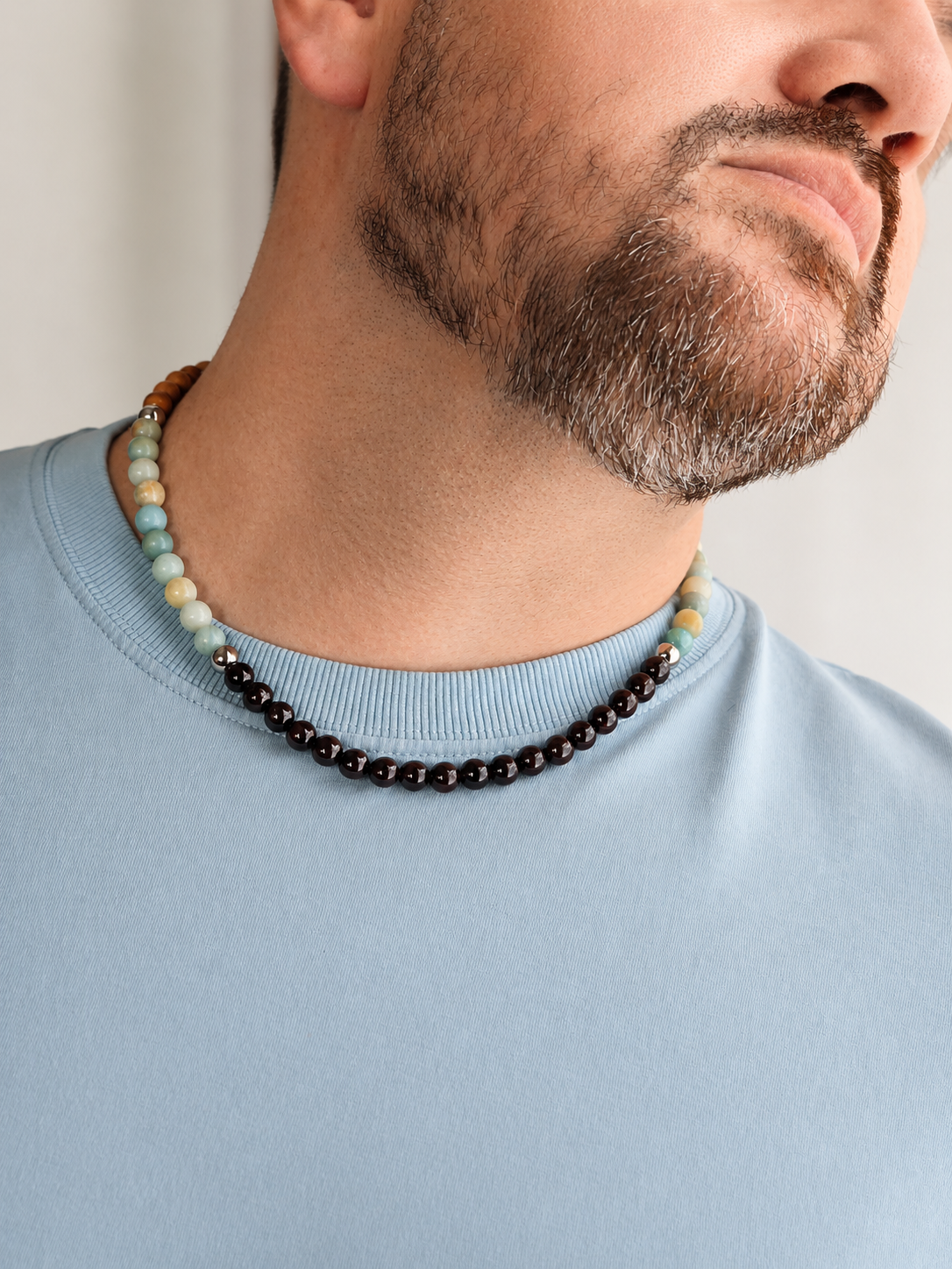 Garnet & Amazonite Beaded Necklace