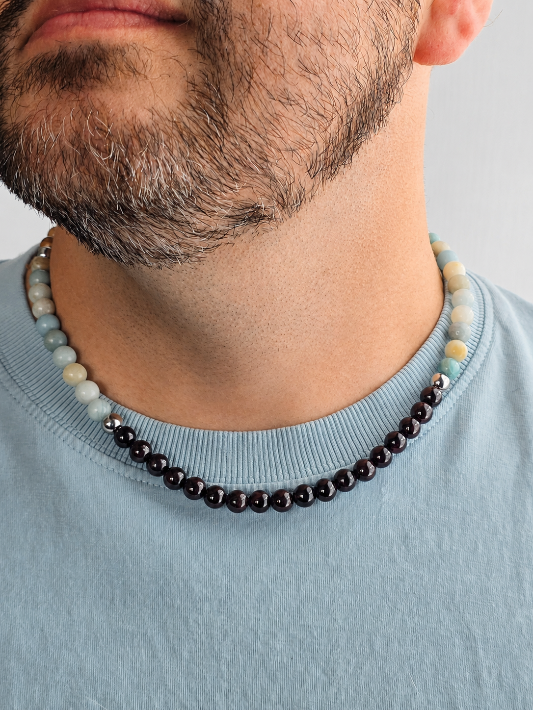 Garnet & Amazonite Beaded Necklace