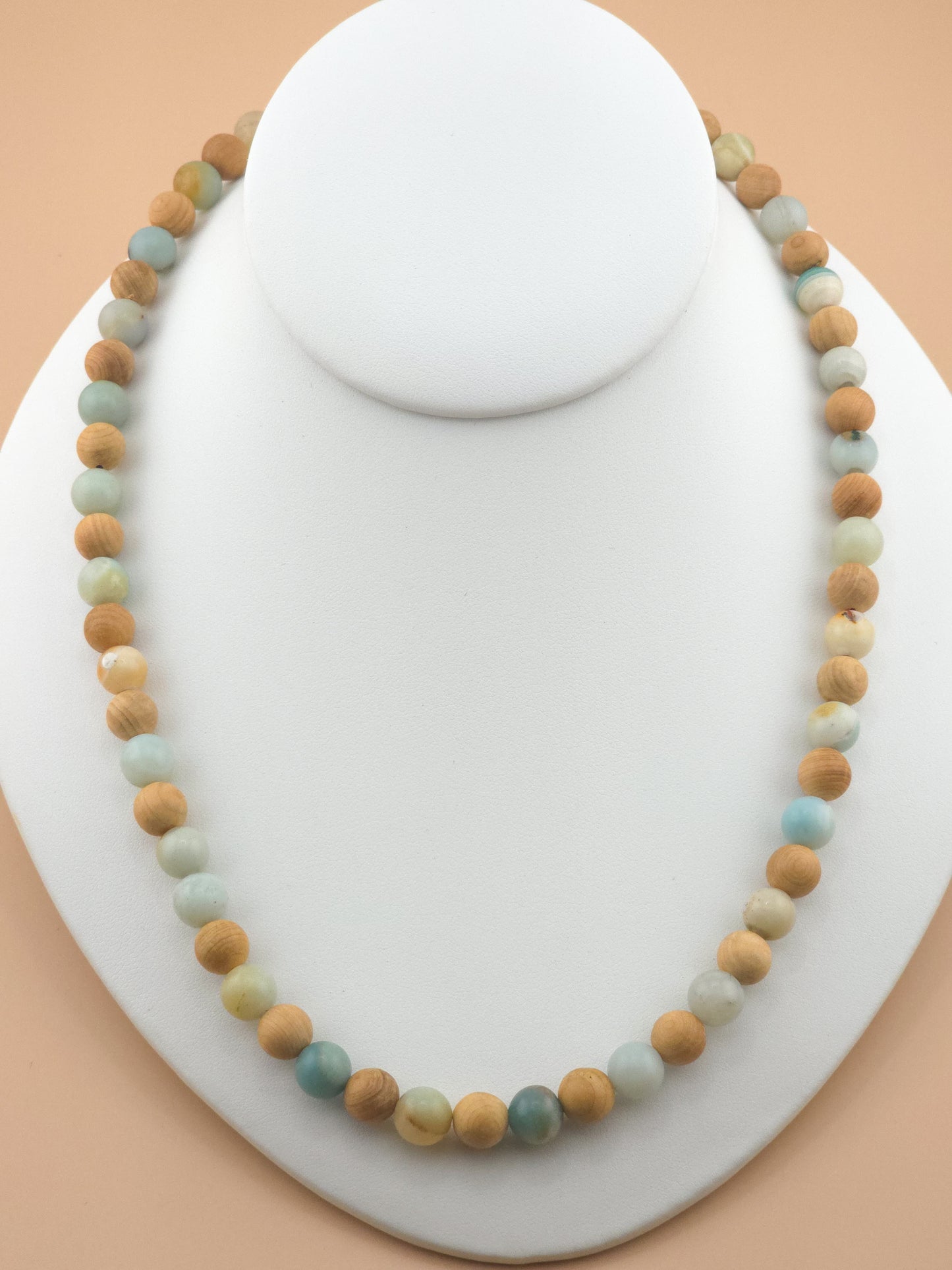 Yew Wood and Amazonite Necklace