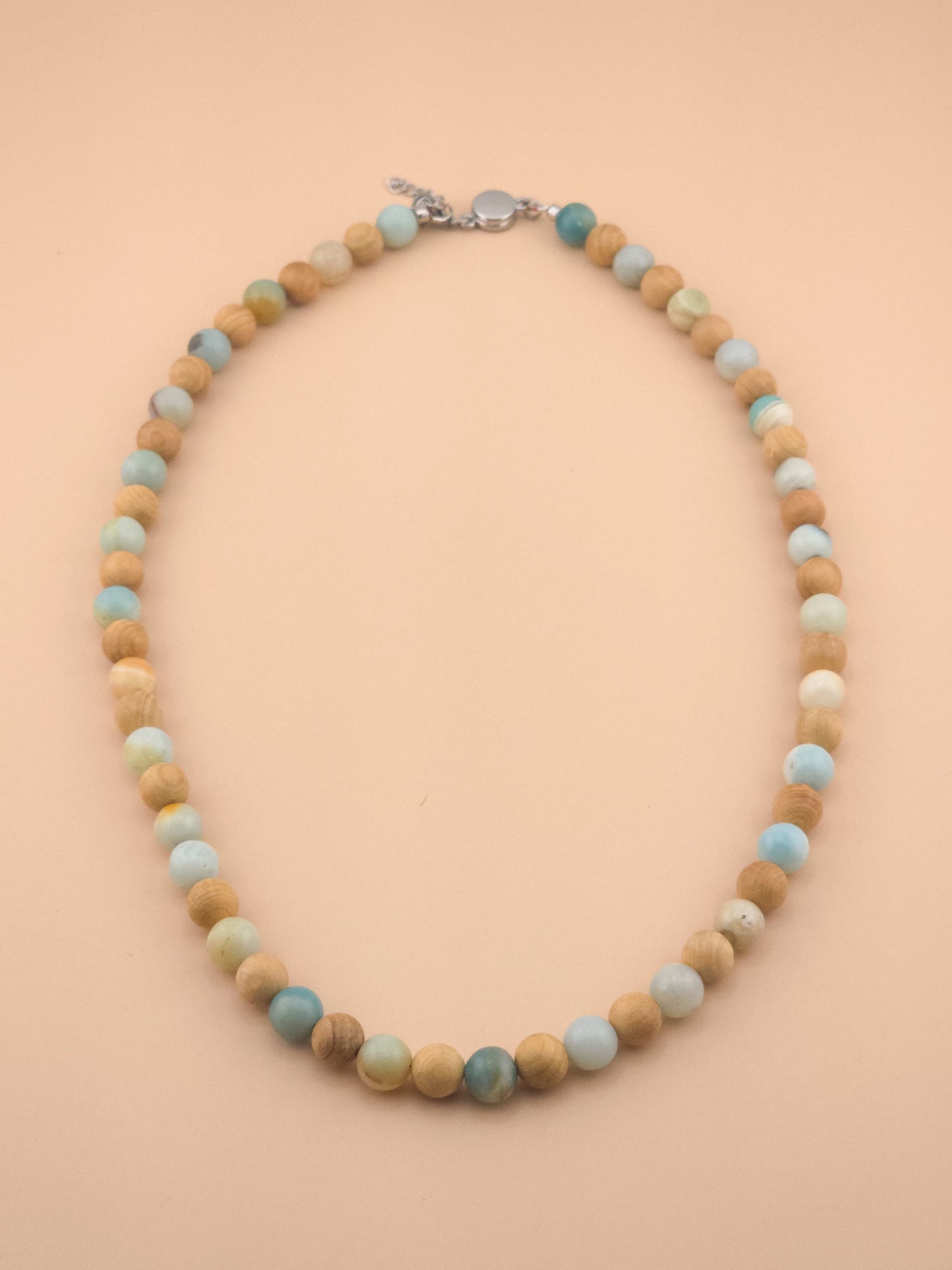 Yew Wood and Amazonite Necklace
