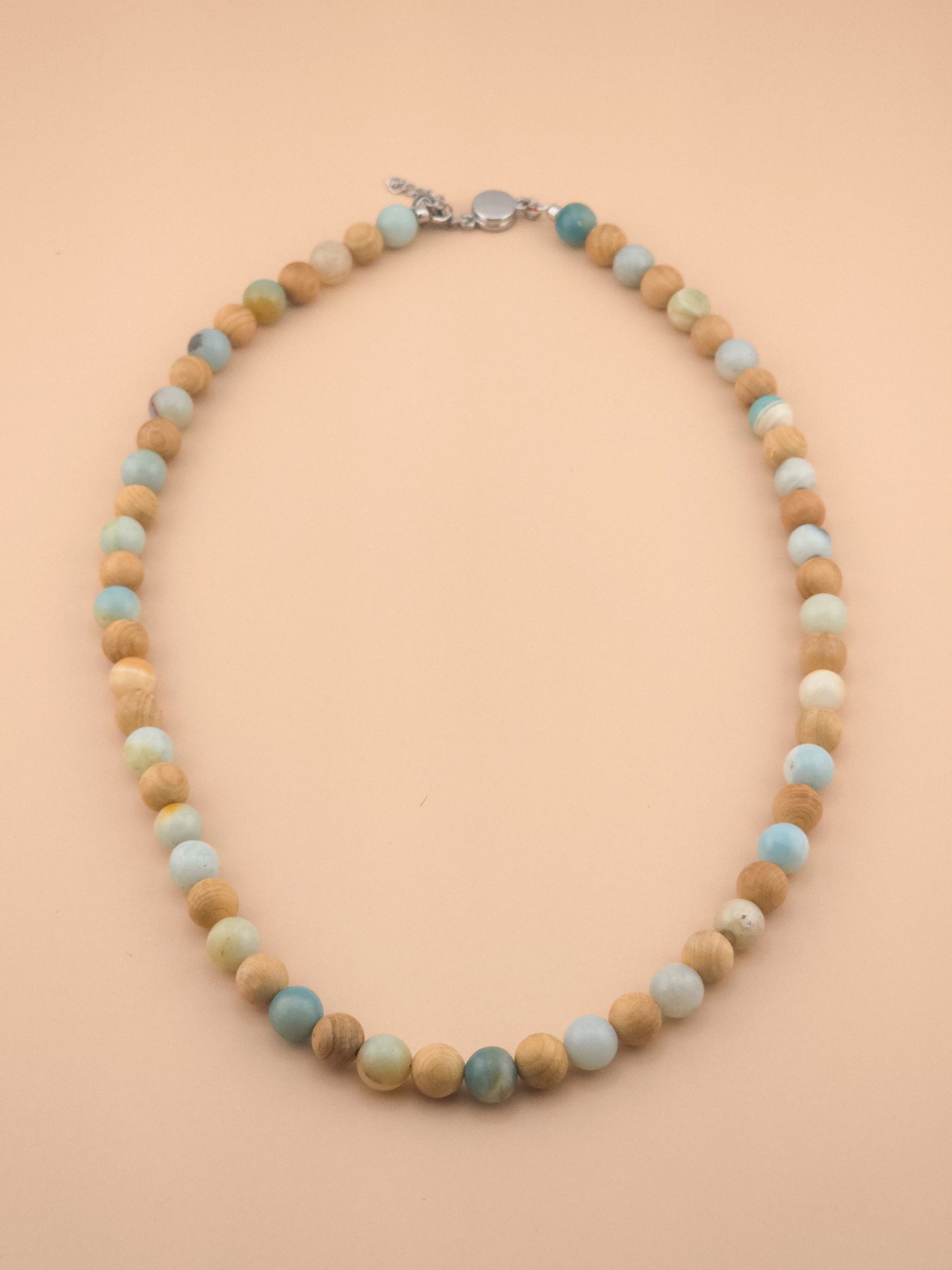 Yew Wood and Amazonite Necklace
