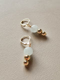 Pair of delicate drop earrings with Aquamarine stone and gold filled beads