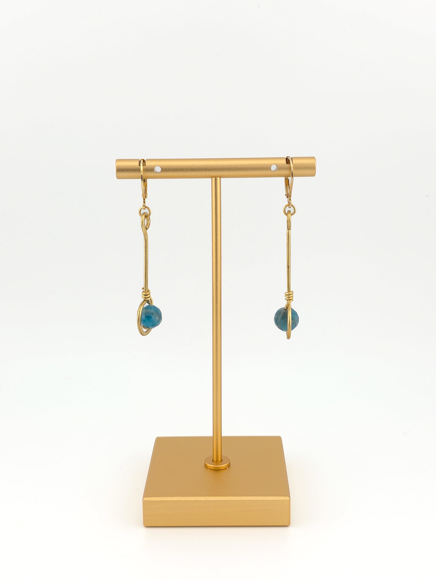 Brass Blue Apatite Drop Earrings