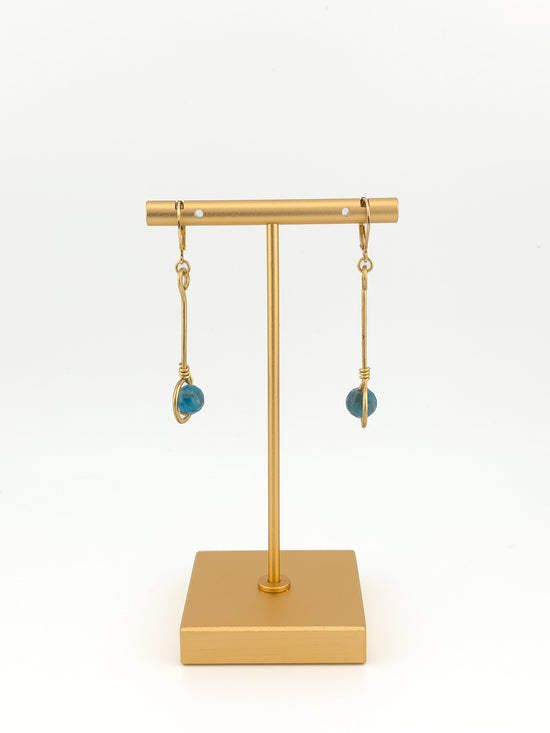 Brass Stem & Blue Apatite Earrings