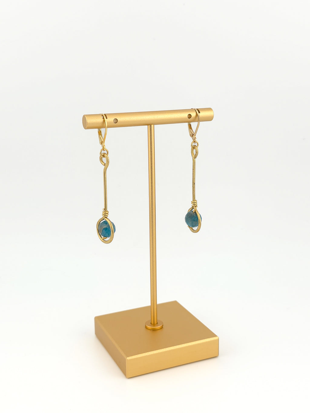 Brass Blue Apatite Drop Earrings