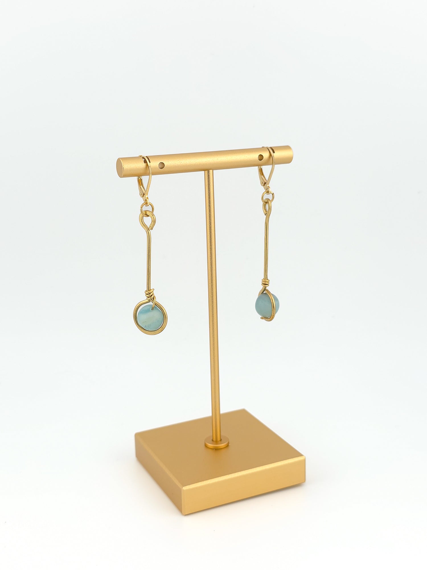 Brass Stem & Amazonite Earrings