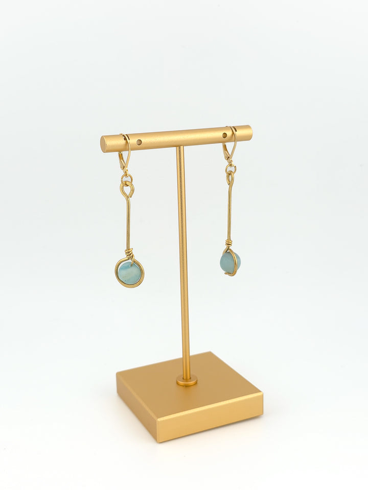 Brass Stem & Amazonite Earrings