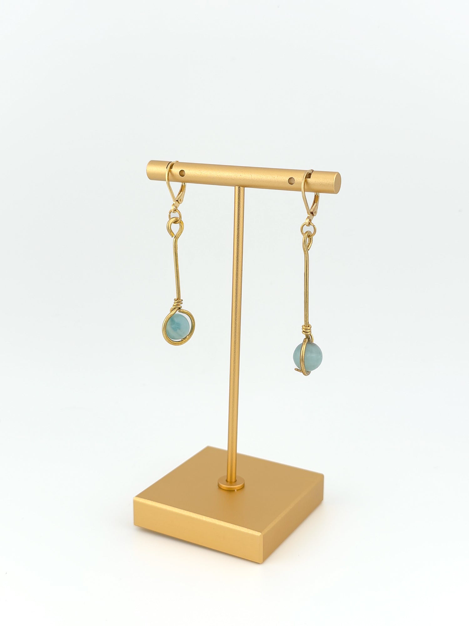 Brass Stem & Amazonite Earrings