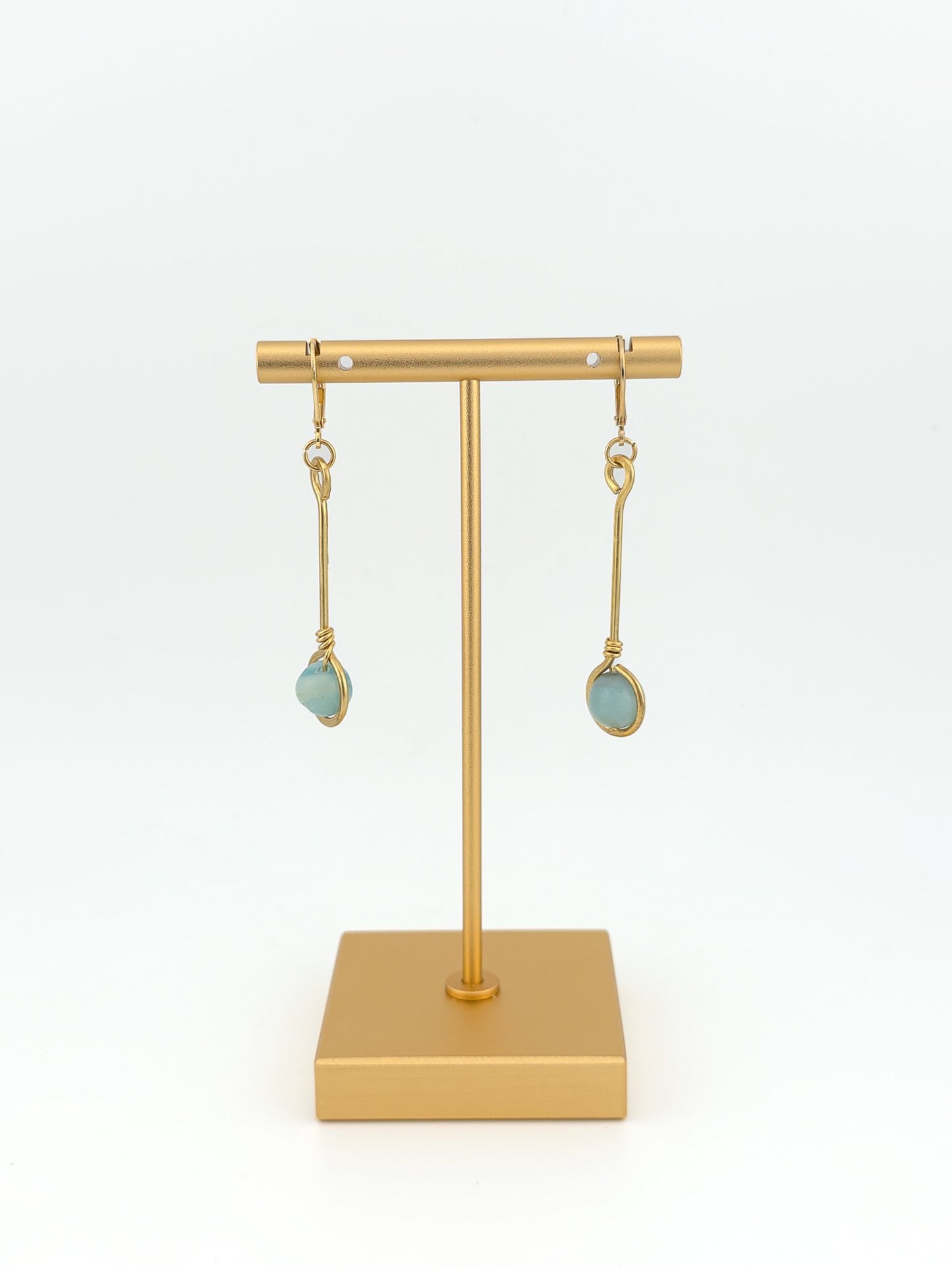 Brass Stem & Amazonite Earrings