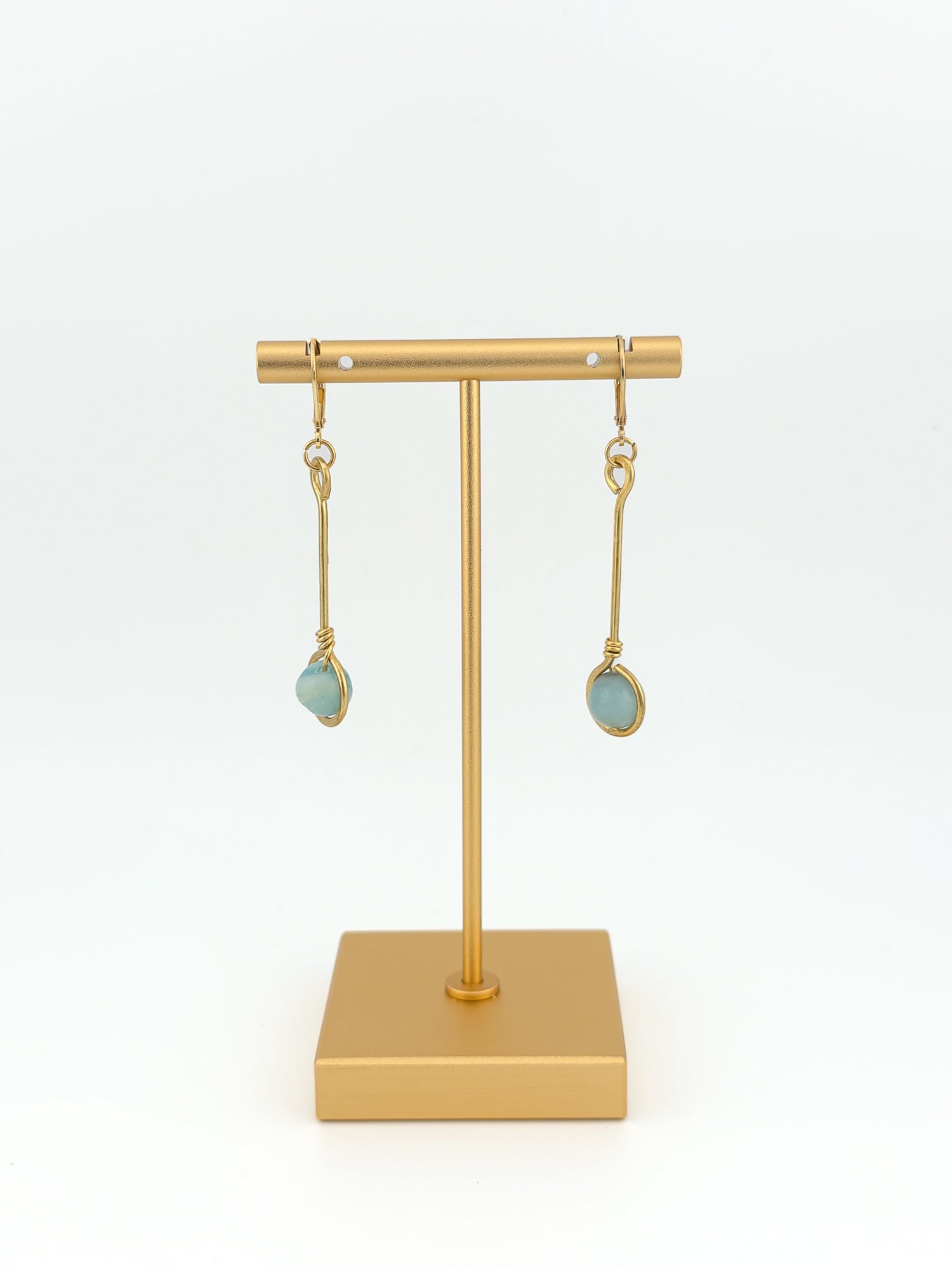 Brass Stem & Amazonite Earrings