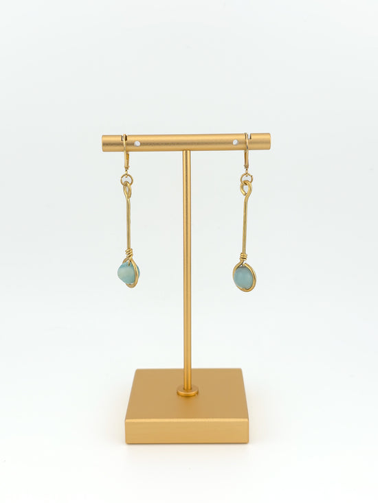 Brass Stem & Amazonite Earrings