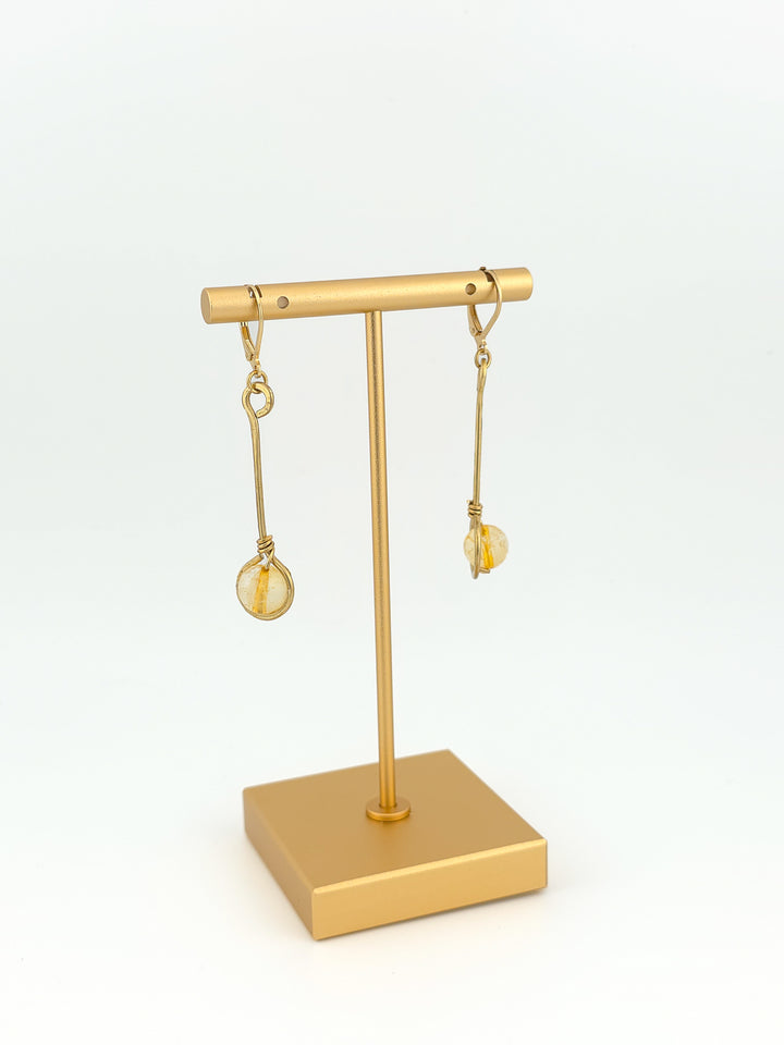 Brass Stem & Citrine Earrings