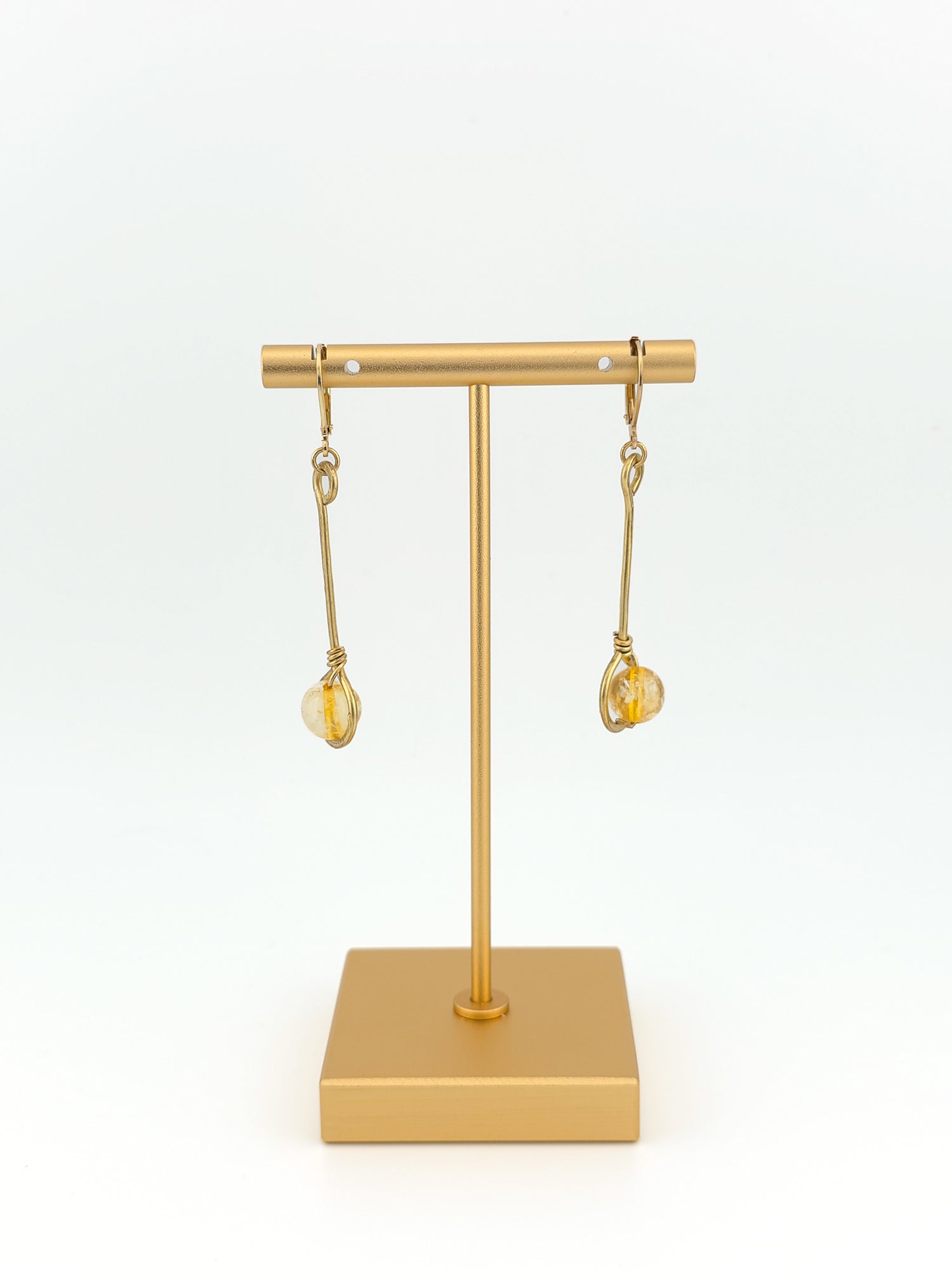 Brass Stem & Citrine Earrings