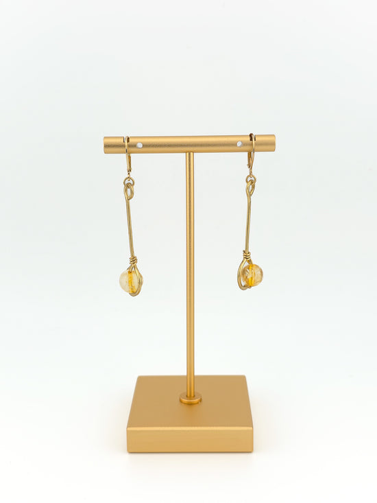 Brass Stem & Citrine Earrings