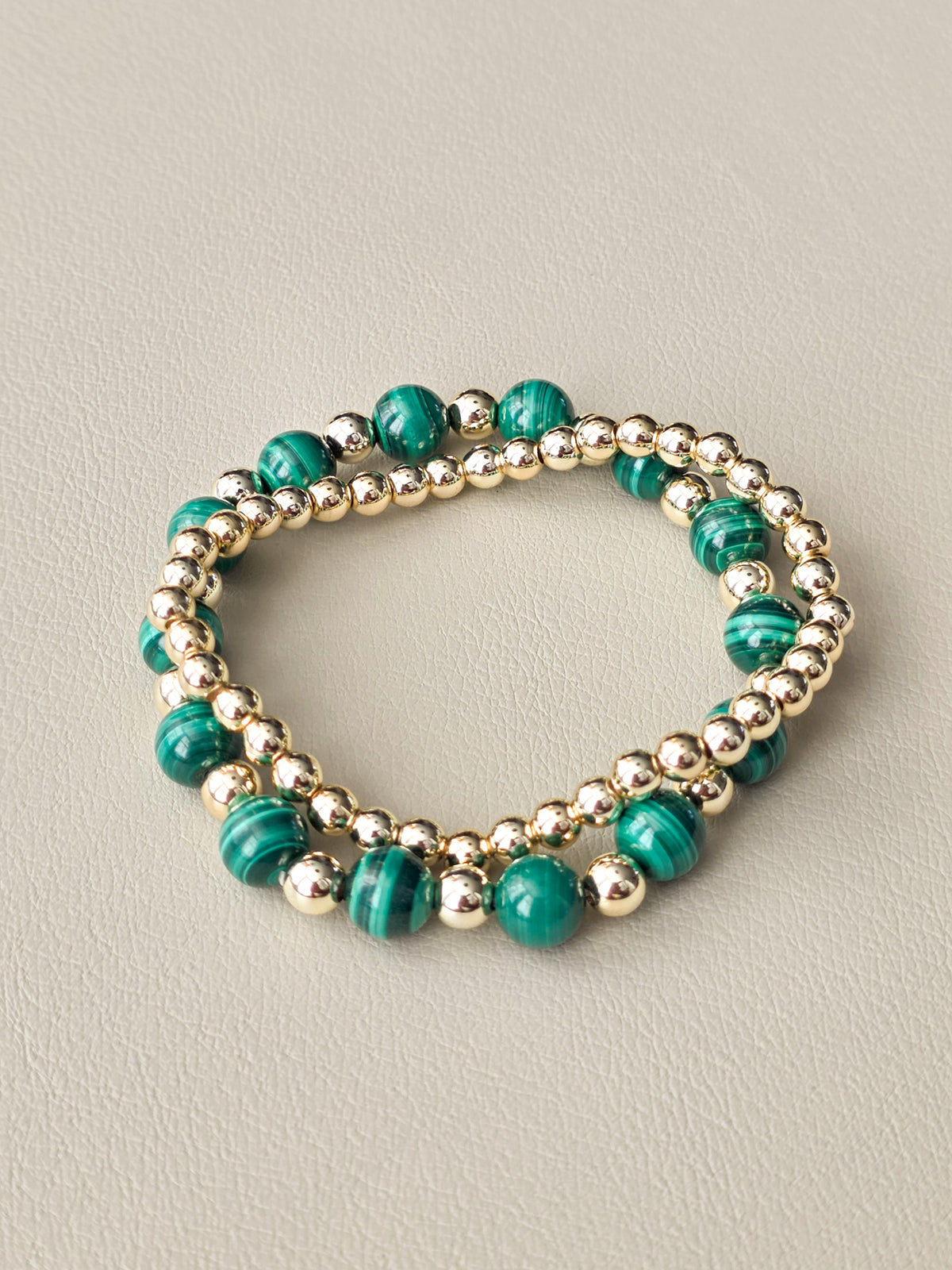 Malachite Bracelet Stack | Gold-Filled