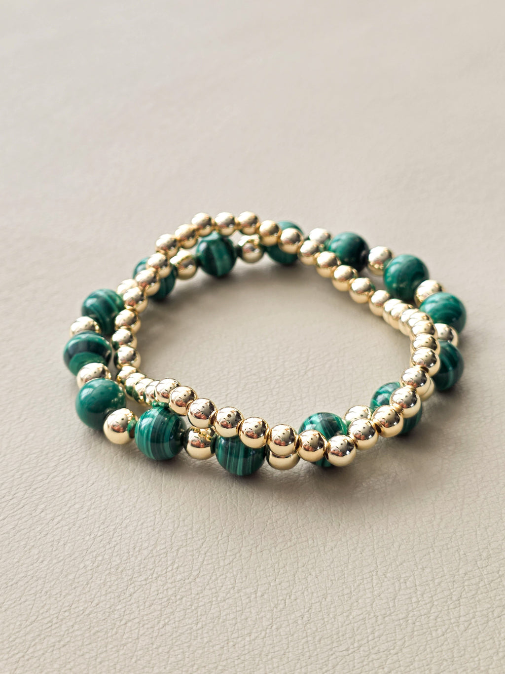 Malachite Bracelet Stack | Gold-Filled