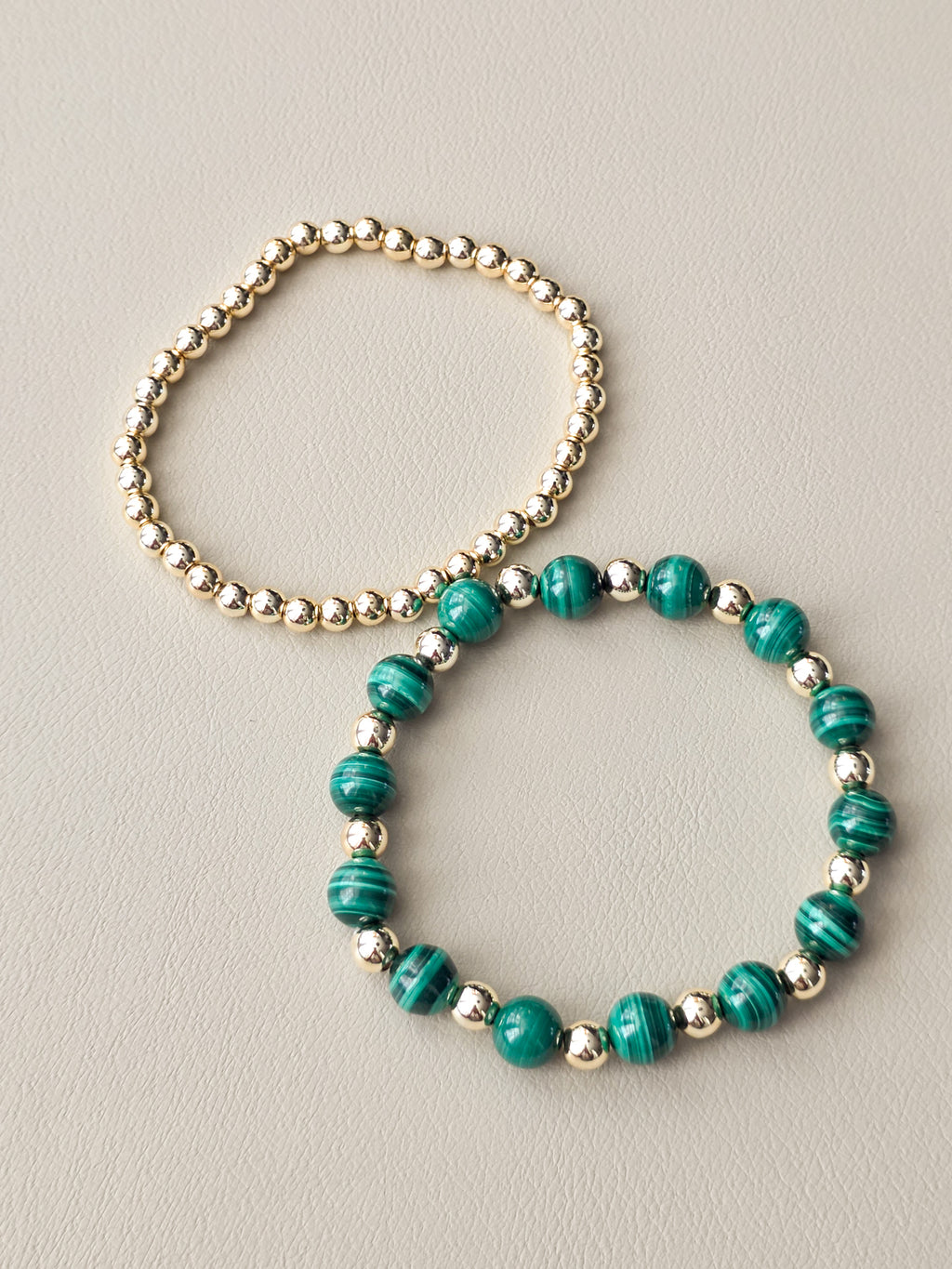 Malachite Bracelet Stack | Gold-Filled