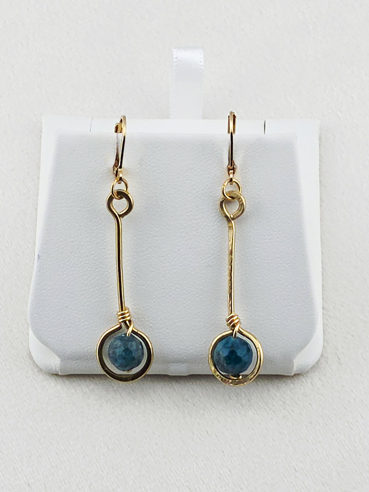 Brass Stem & Blue Apatite Earrings