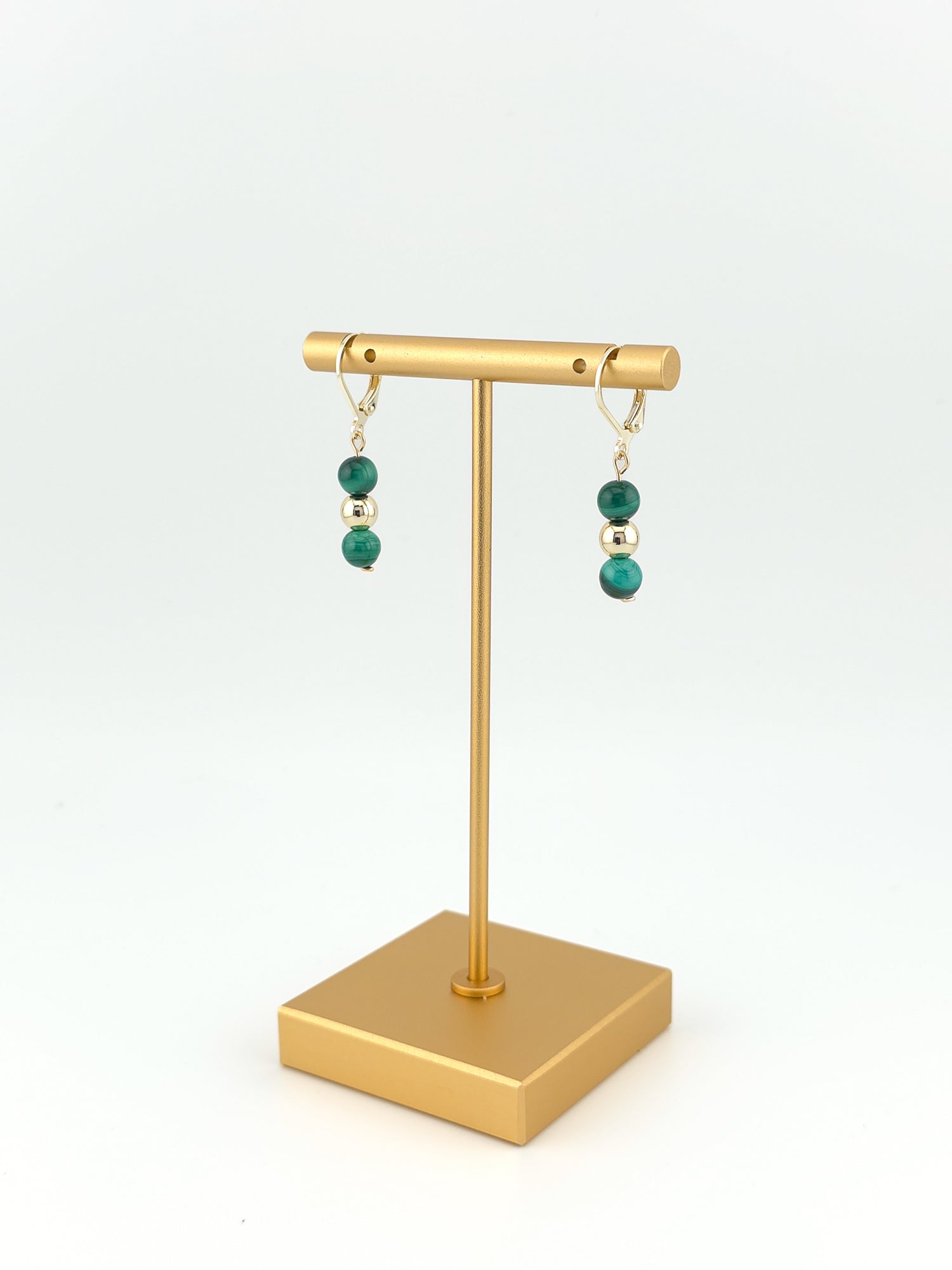 Gold Filled Malachite Classique Earrings