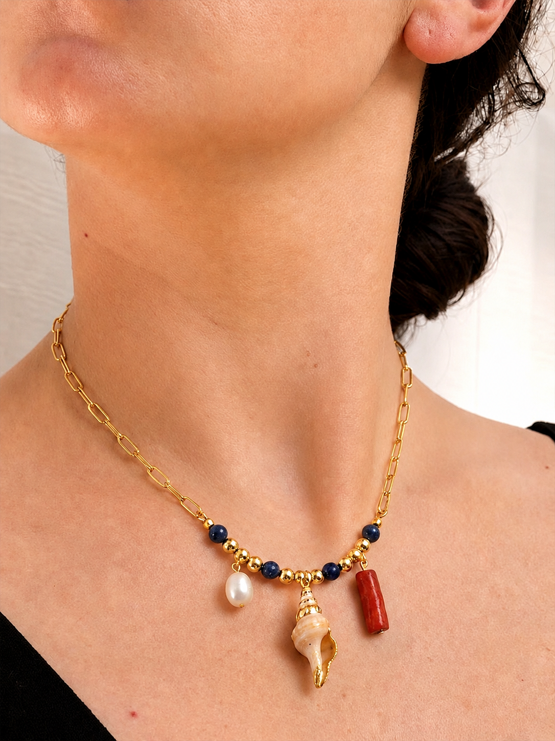 Lapis Lazuli & Coastal Charm Necklace