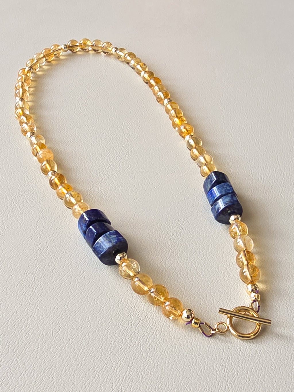 Citrine and Lapis Stone Toggle Necklace