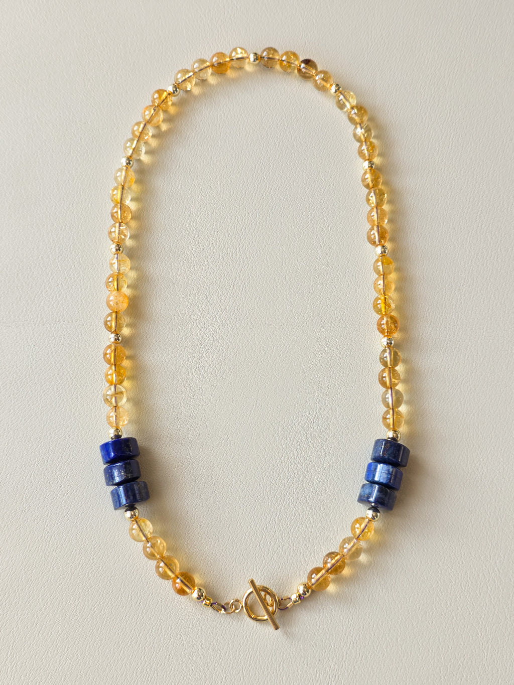 Citrine and Lapis Stone Toggle Necklace