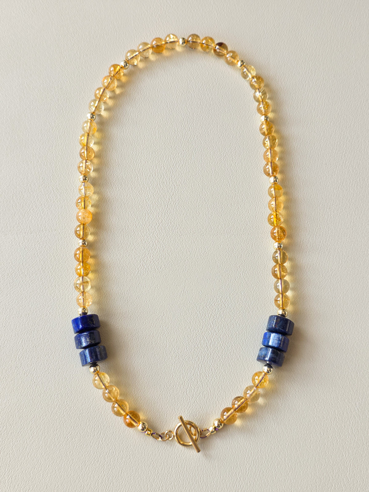 Citrine and Lapis Stone Toggle Necklace