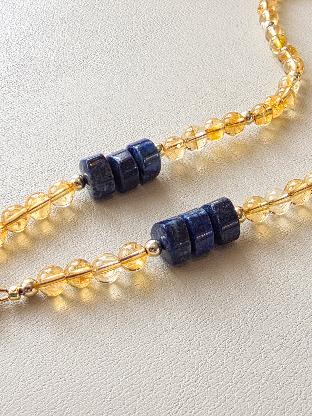 Citrine and Lapis Stone Toggle Necklace