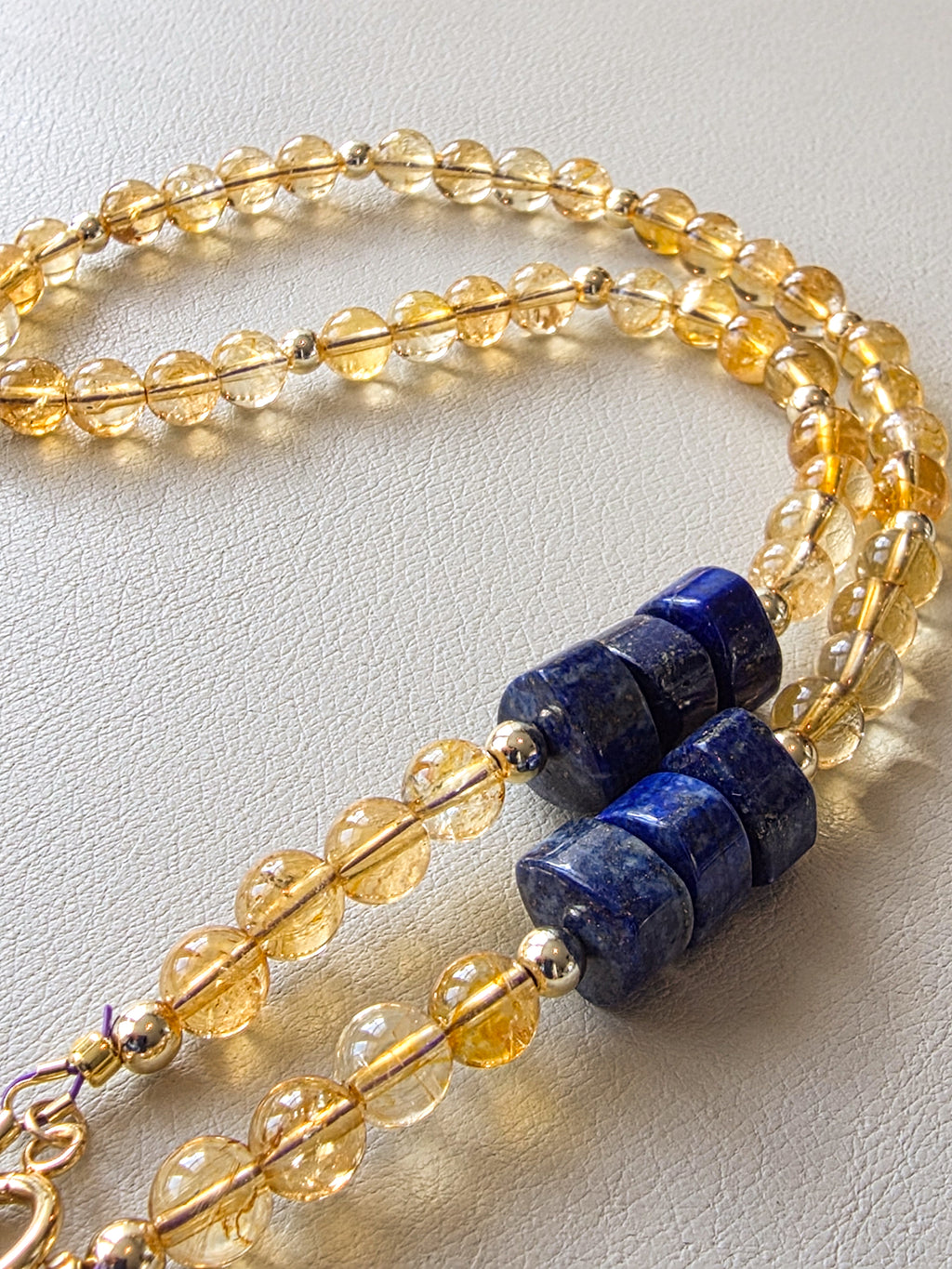 Citrine and Lapis Stone Toggle Necklace