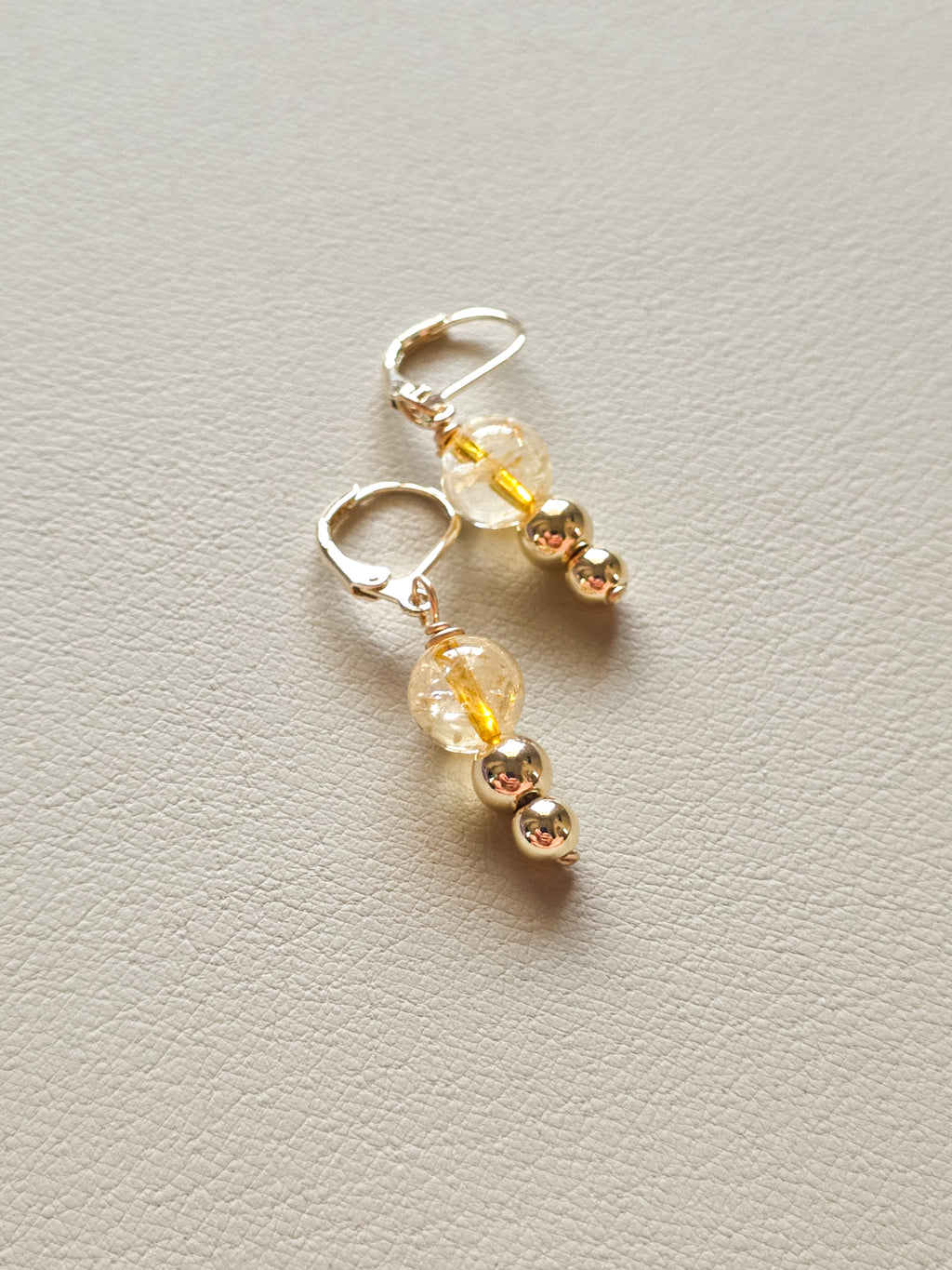 Pair of 14k gold filled earrings with citrine stone