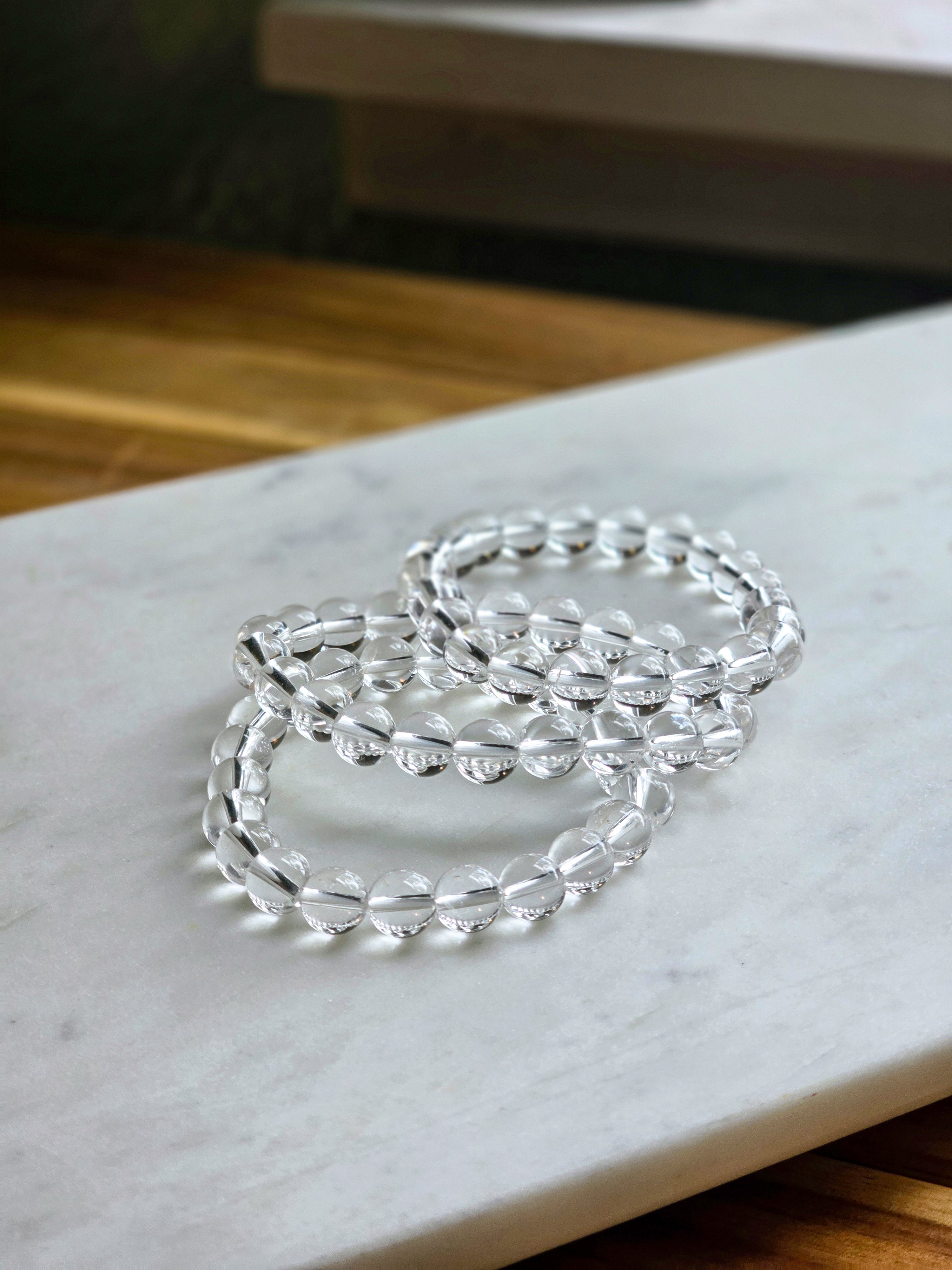 Crystal Clear Serenity - Glass Bead Bracelet