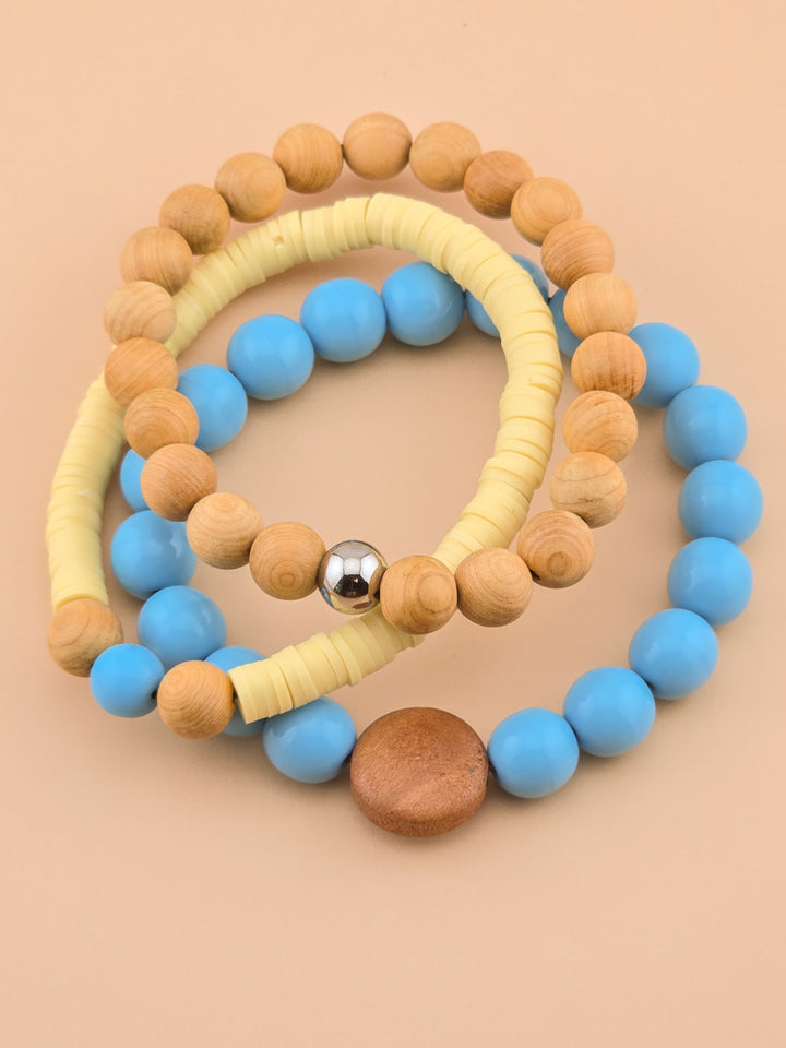 Blue Spur Bracelet - Druk Glass, Bayong Wood
