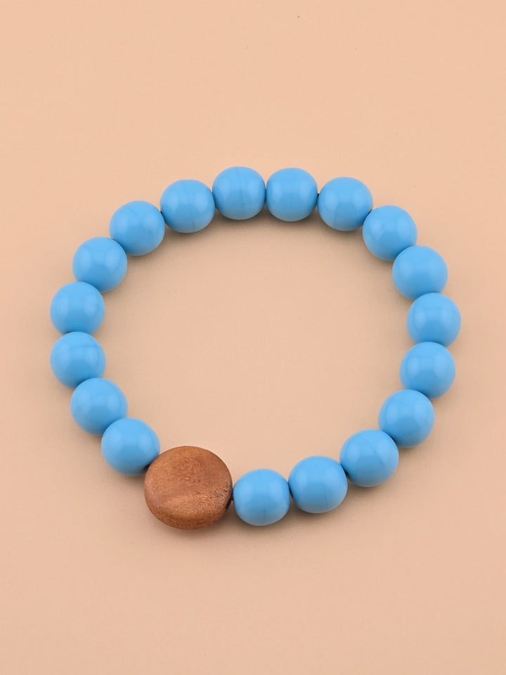 Blue Spur Bracelet - Druk Glass, Bayong Wood