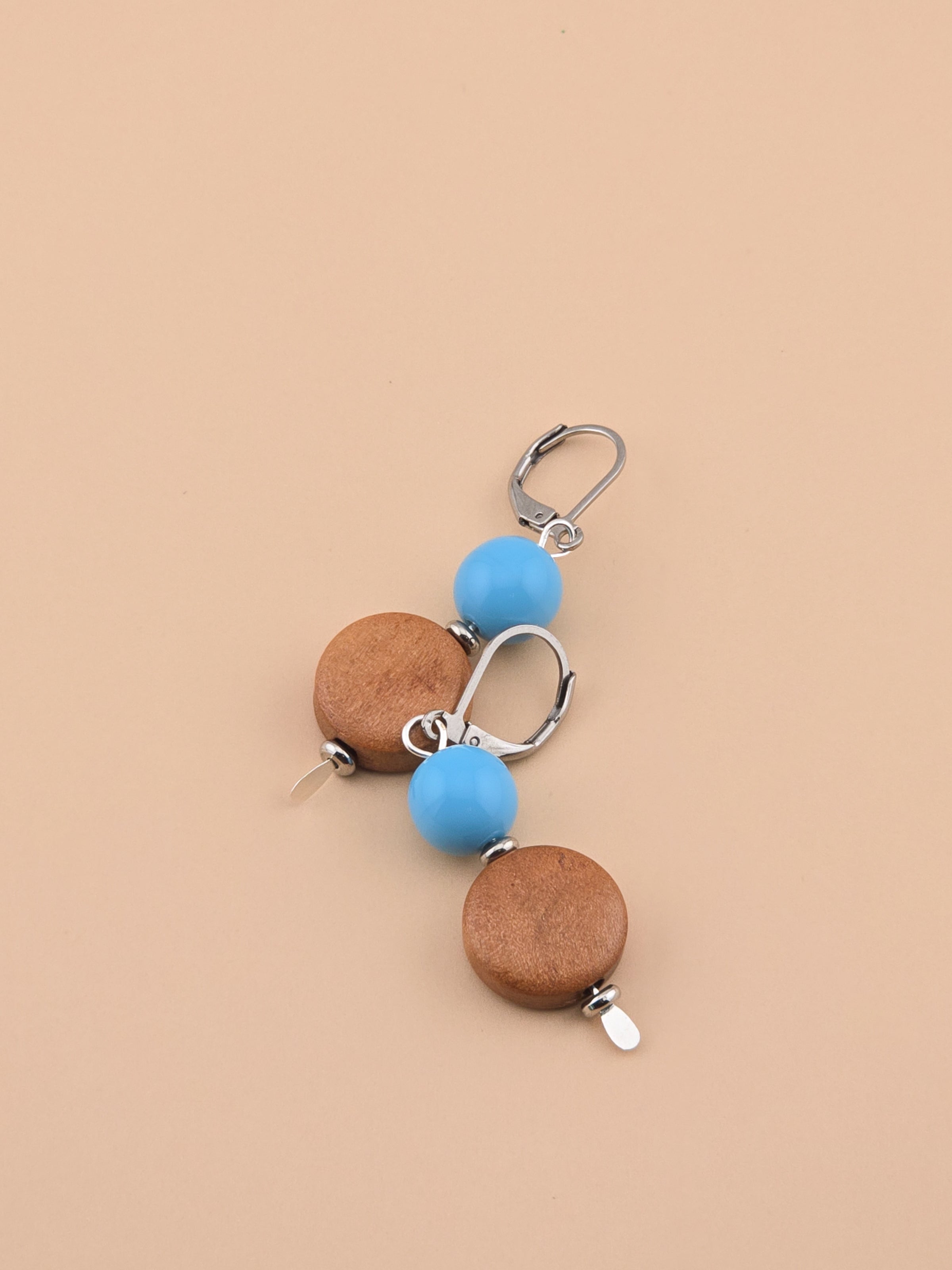 Sage Bluff Earrings - Bayong Wood, Druk Glass
