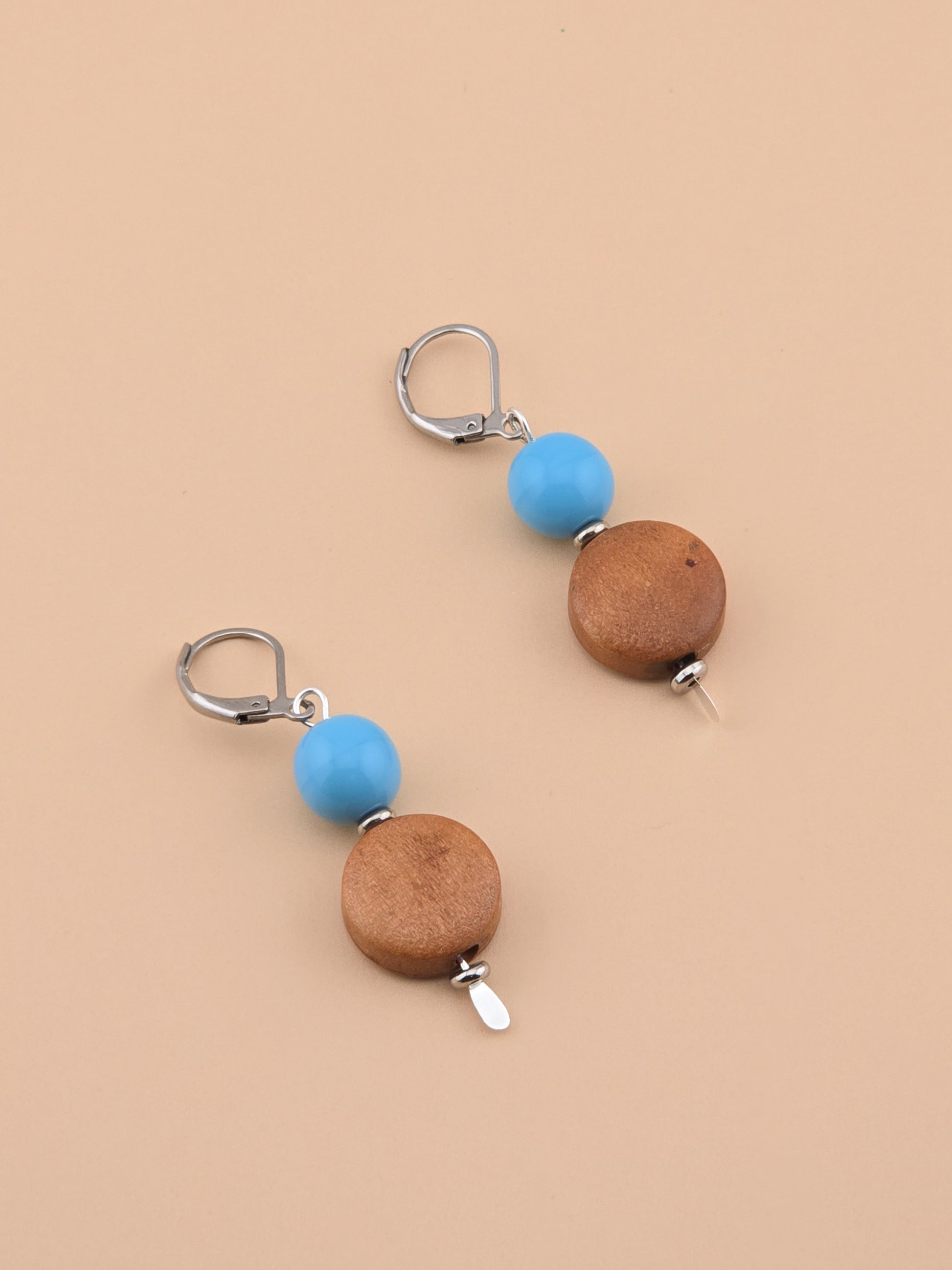 Sage Bluff Earrings - Bayong Wood, Druk Glass