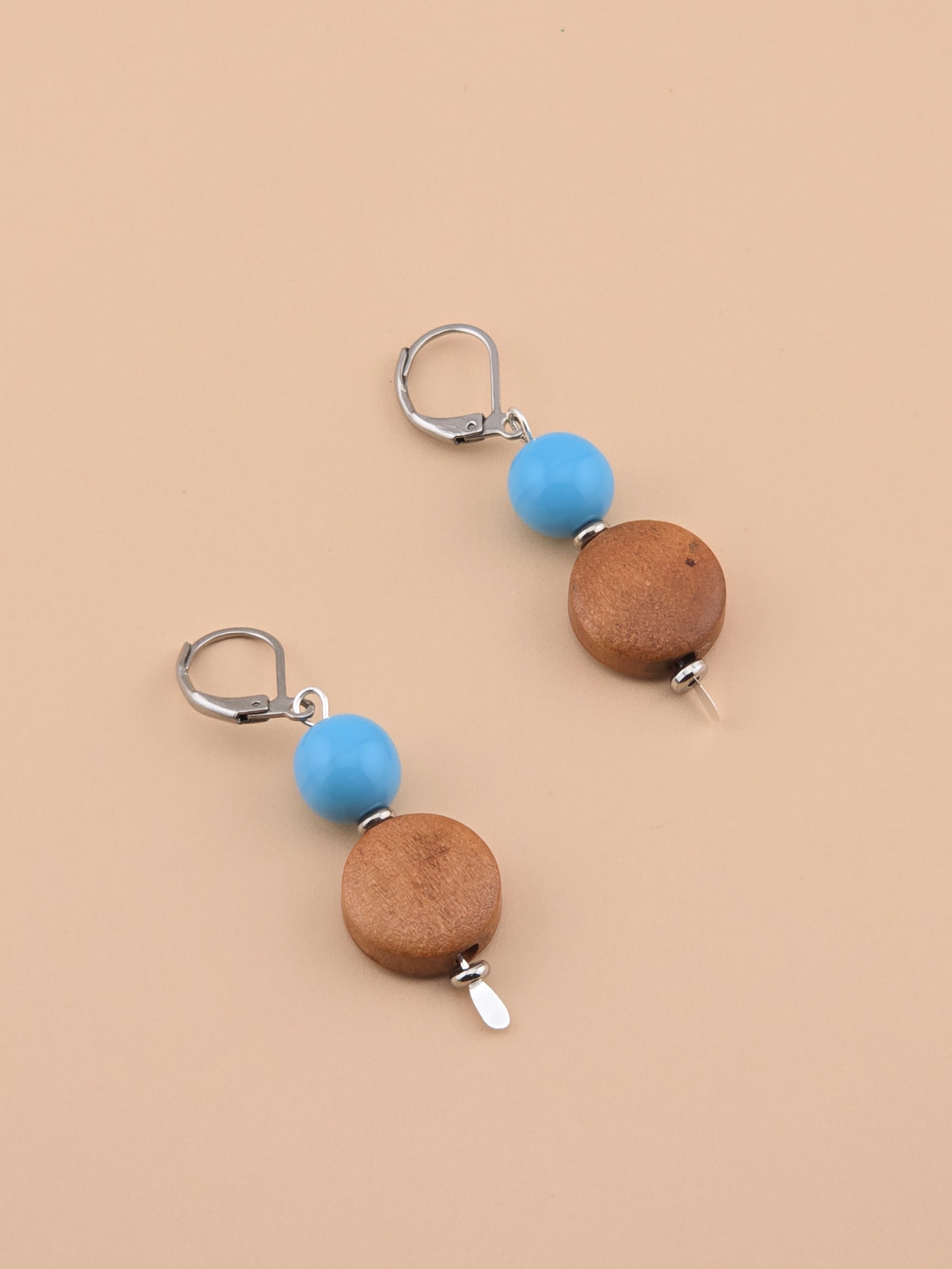 Sage Bluff Earrings - Bayong Wood, Druk Glass