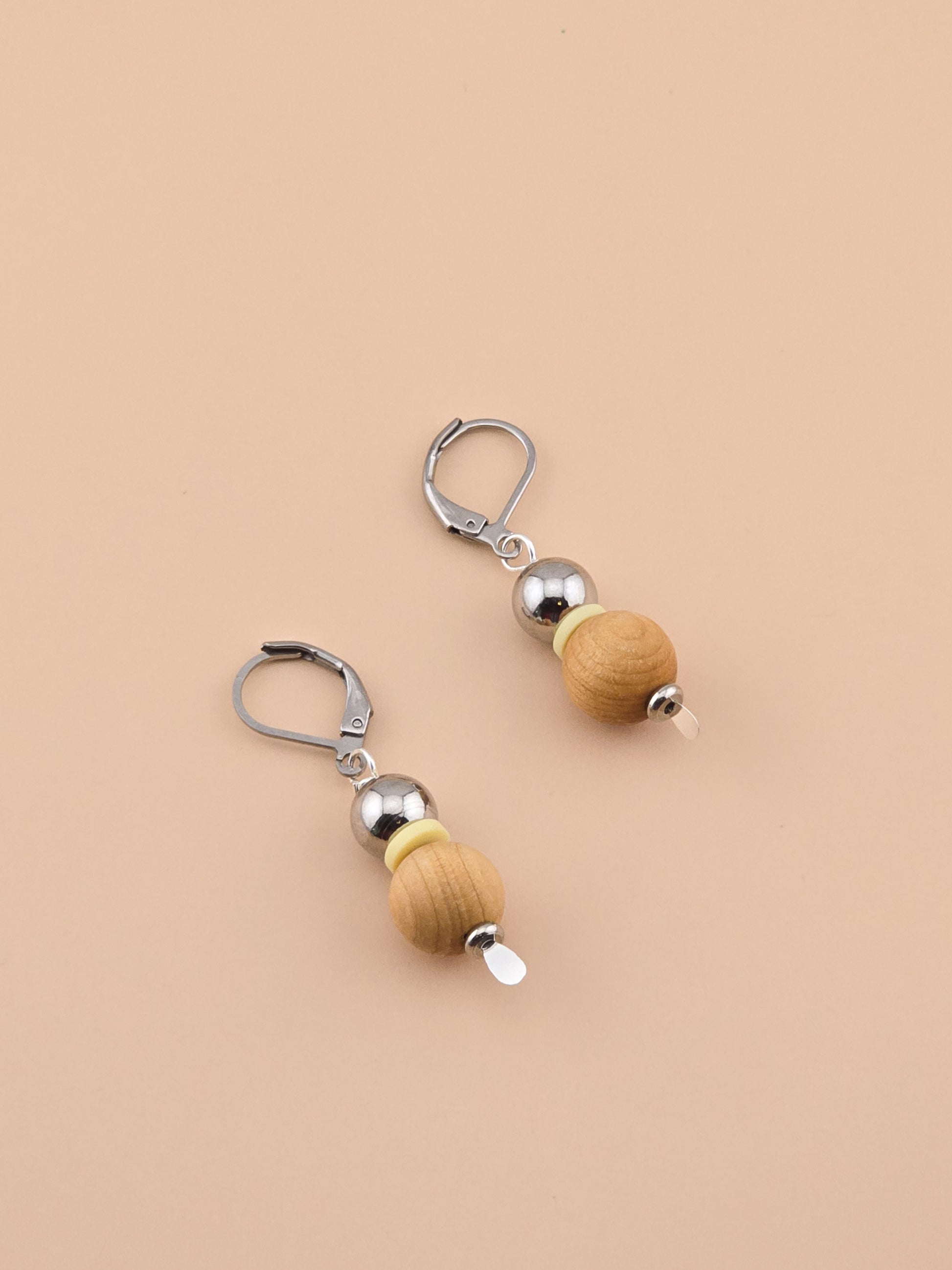 Pale Sky Earrings - Sandalwood, Stainless Steel