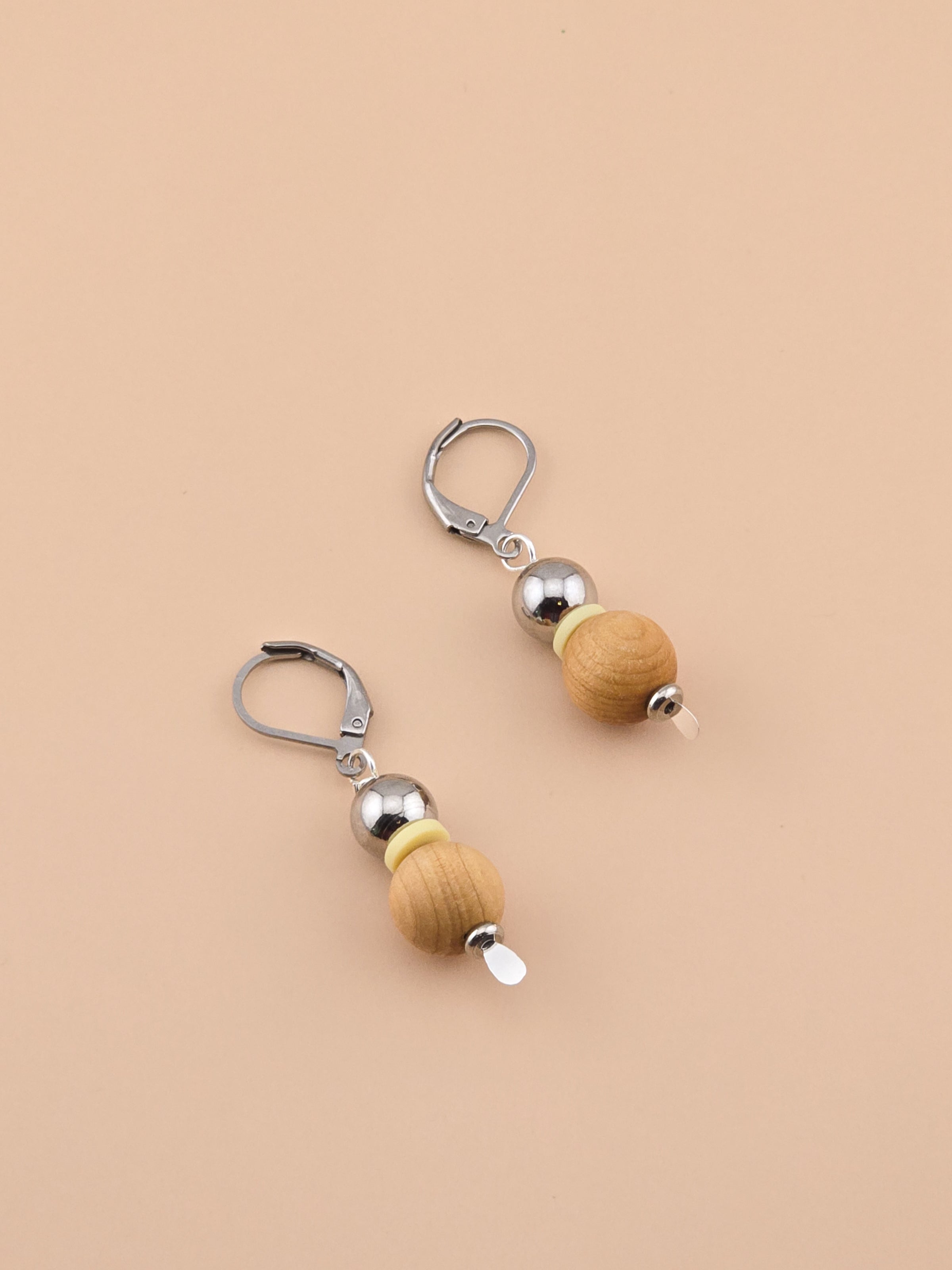 Pale Sky Earrings - Sandalwood, Stainless Steel