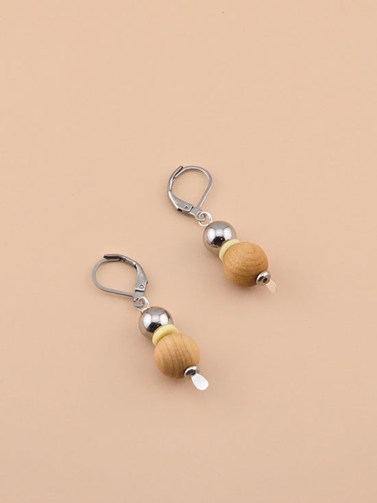 Pale Sky Earrings - Sandalwood, Stainless Steel