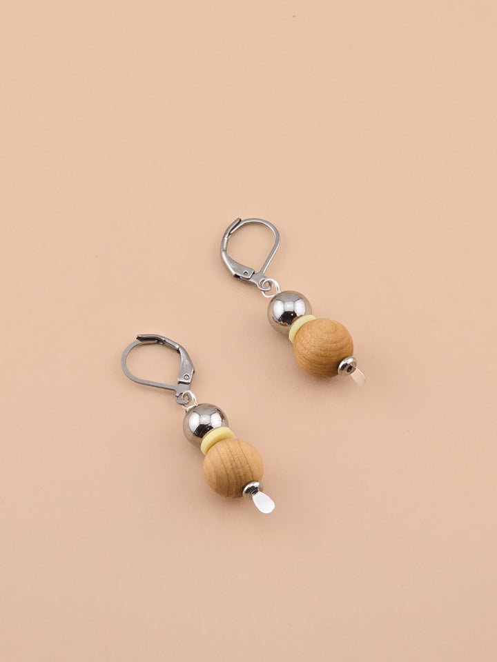 Pale Sky Earrings - Sandalwood, Stainless Steel