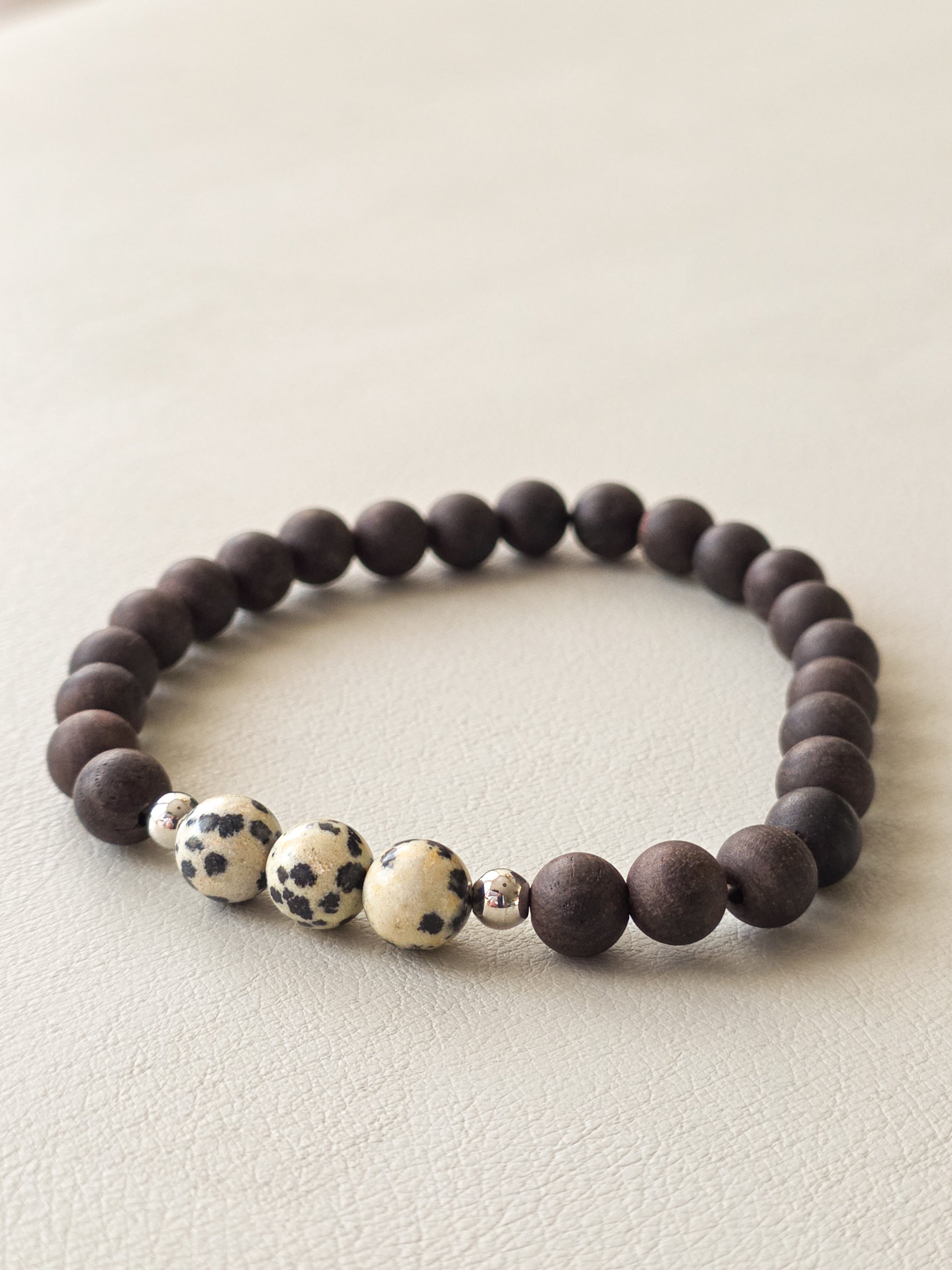 Ebony Wood & Dalmatian Jasper Bracelet