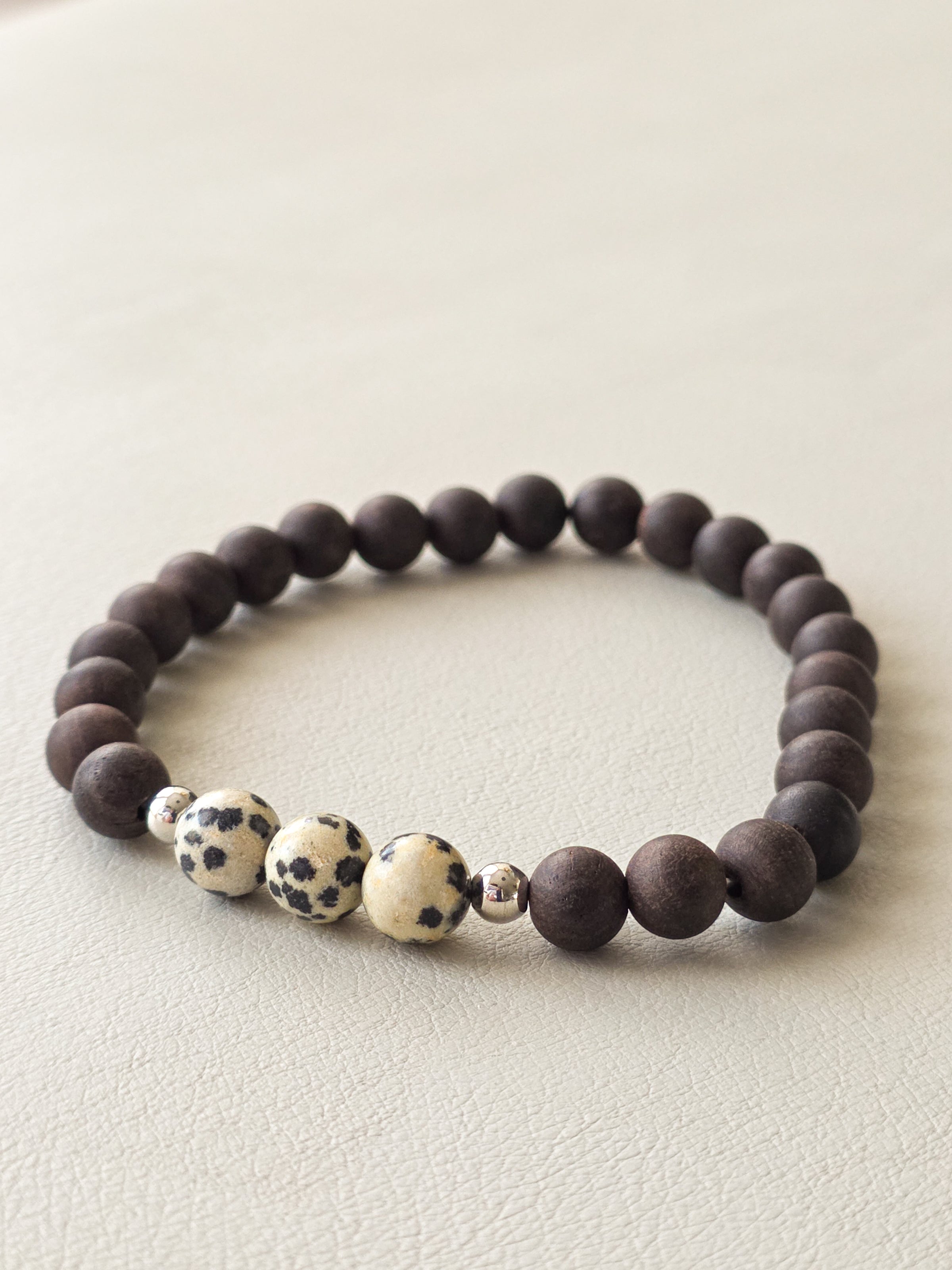 Ebony Wood & Dalmatian Jasper Bracelet
