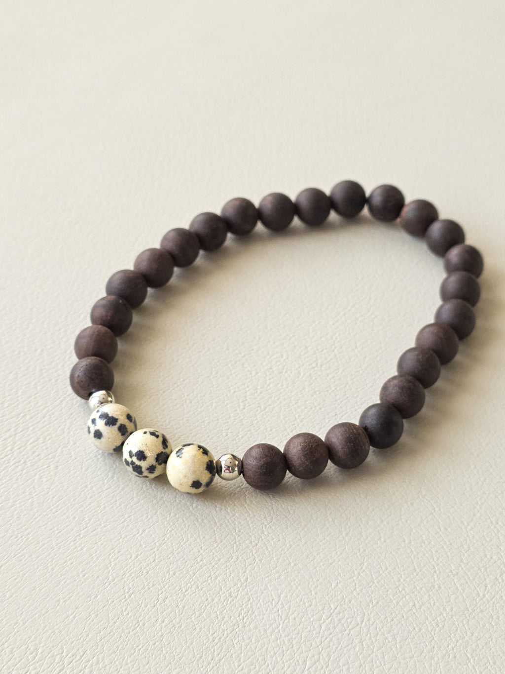 Ebony Wood & Dalmatian Jasper Bracelet