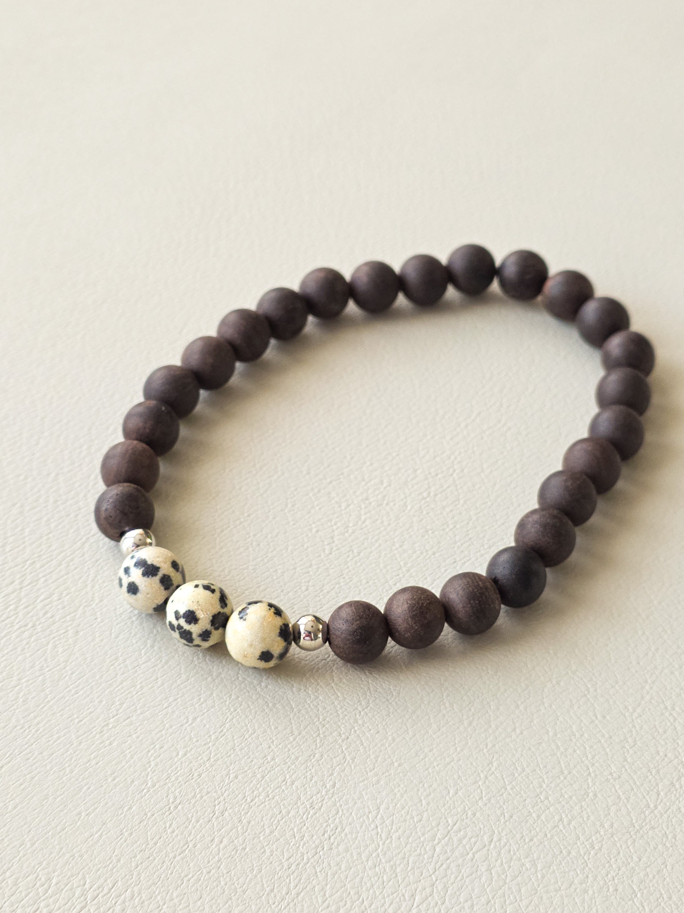 Ebony Wood & Dalmatian Jasper Bracelet