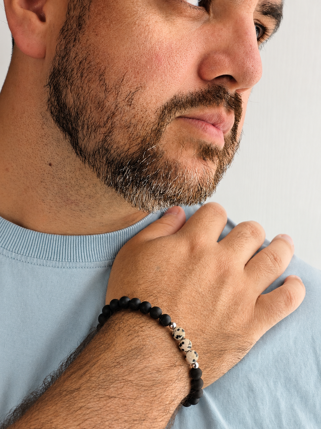 Ebony Wood & Dalmatian Jasper Bracelet