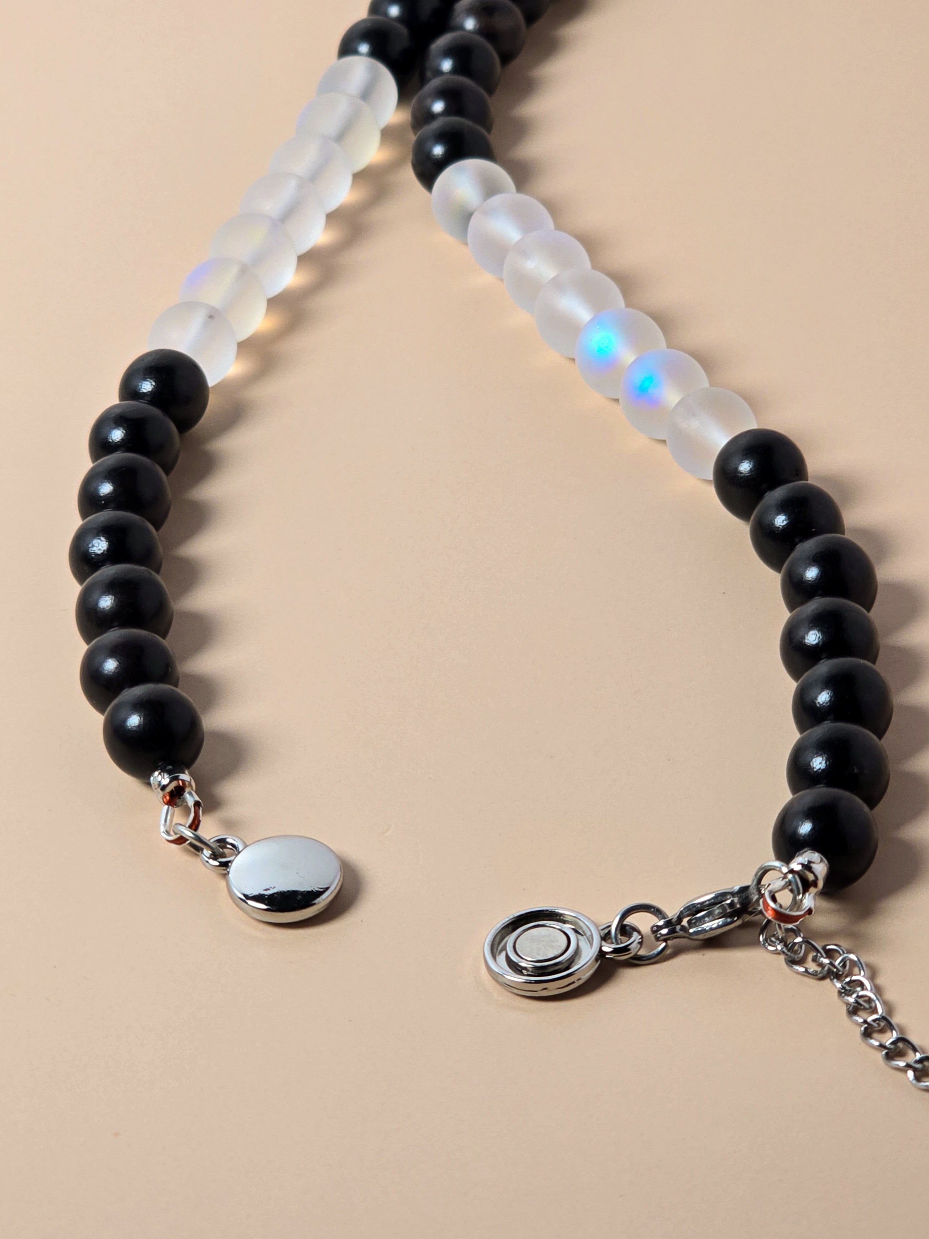 Ebony Wood and Opalite Necklace