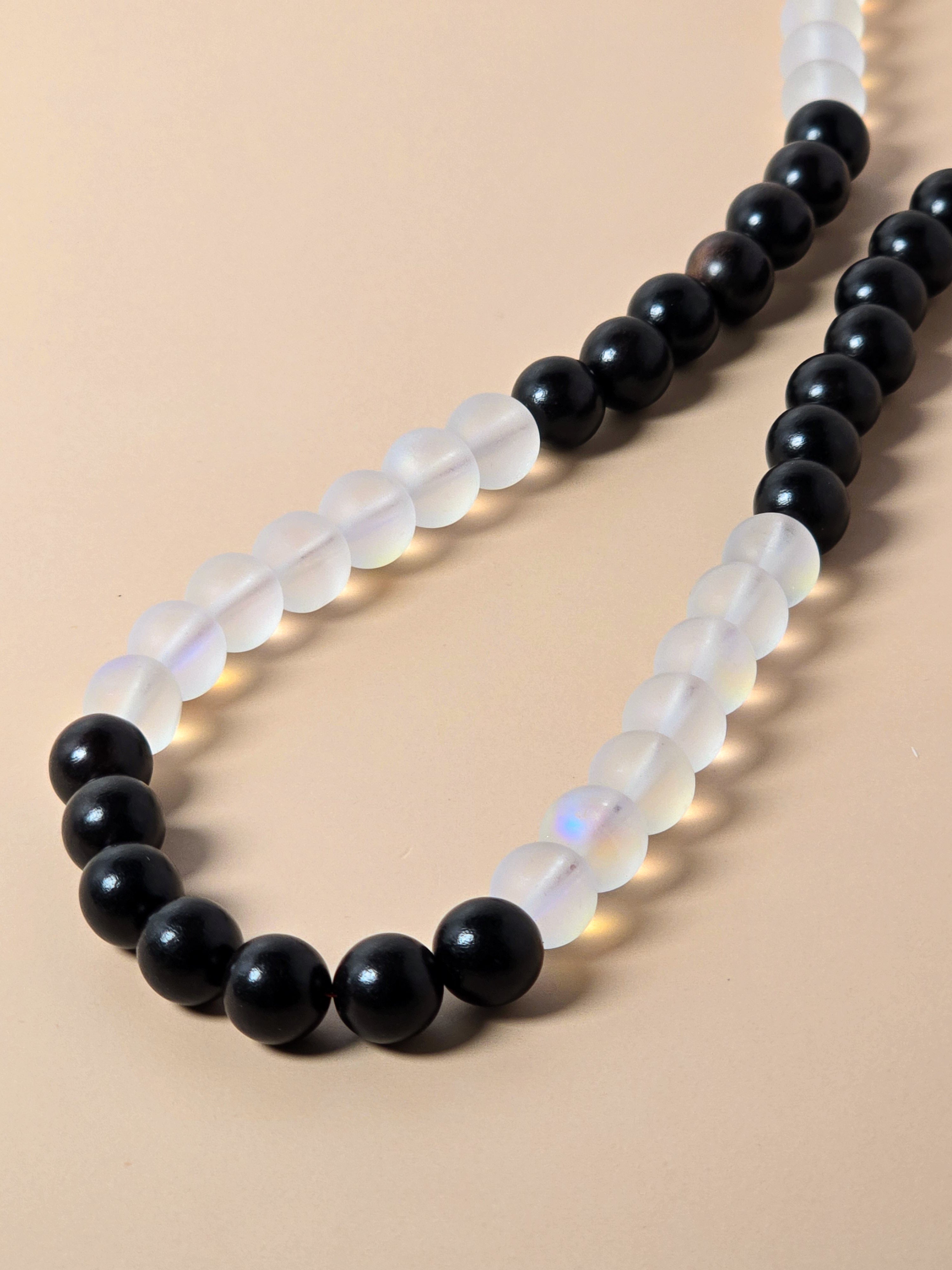 Ebony Wood and Opalite Necklace